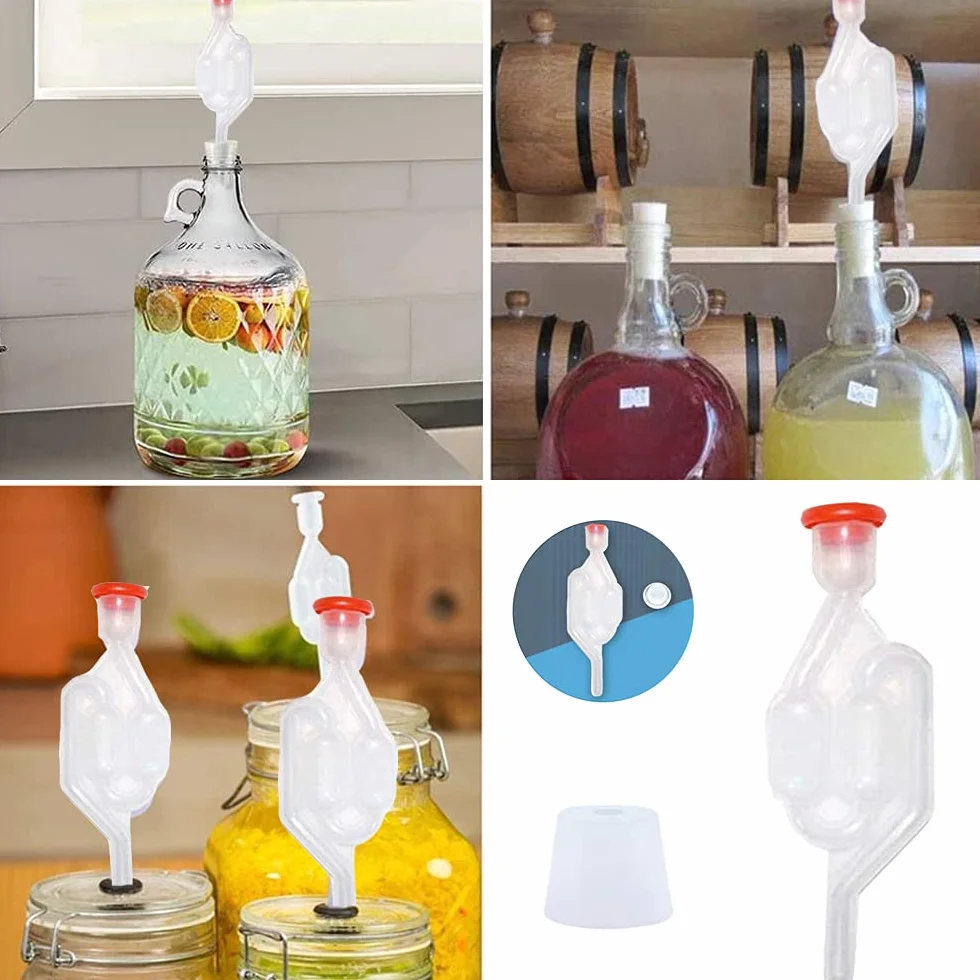 Airlock Fermentacion con Tapón, 3PCS Válvula de Escape de Fermentación para Vino