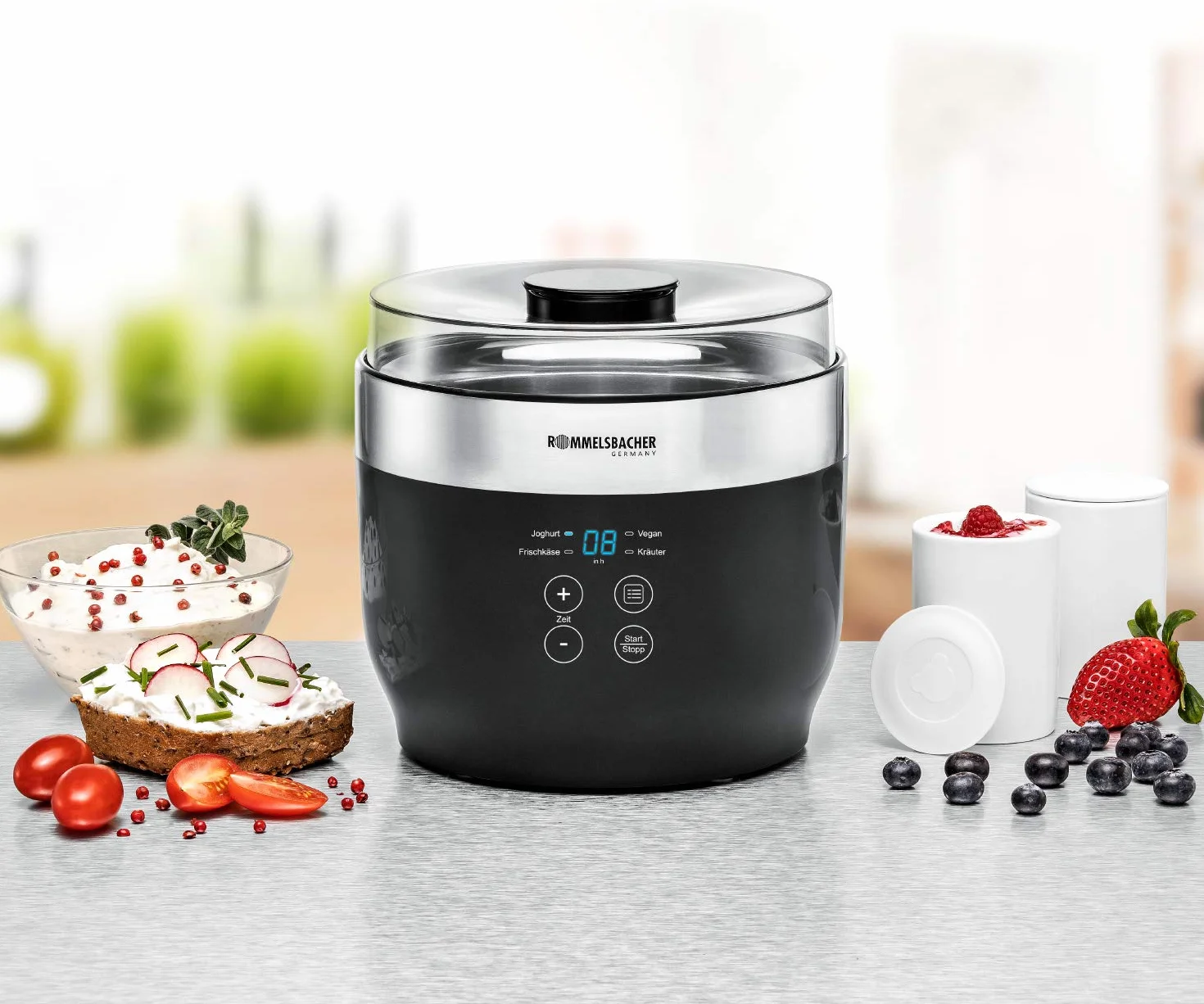 Rommelsbacher Yogurt Cream Cheese Maker JG 80 Black Silver