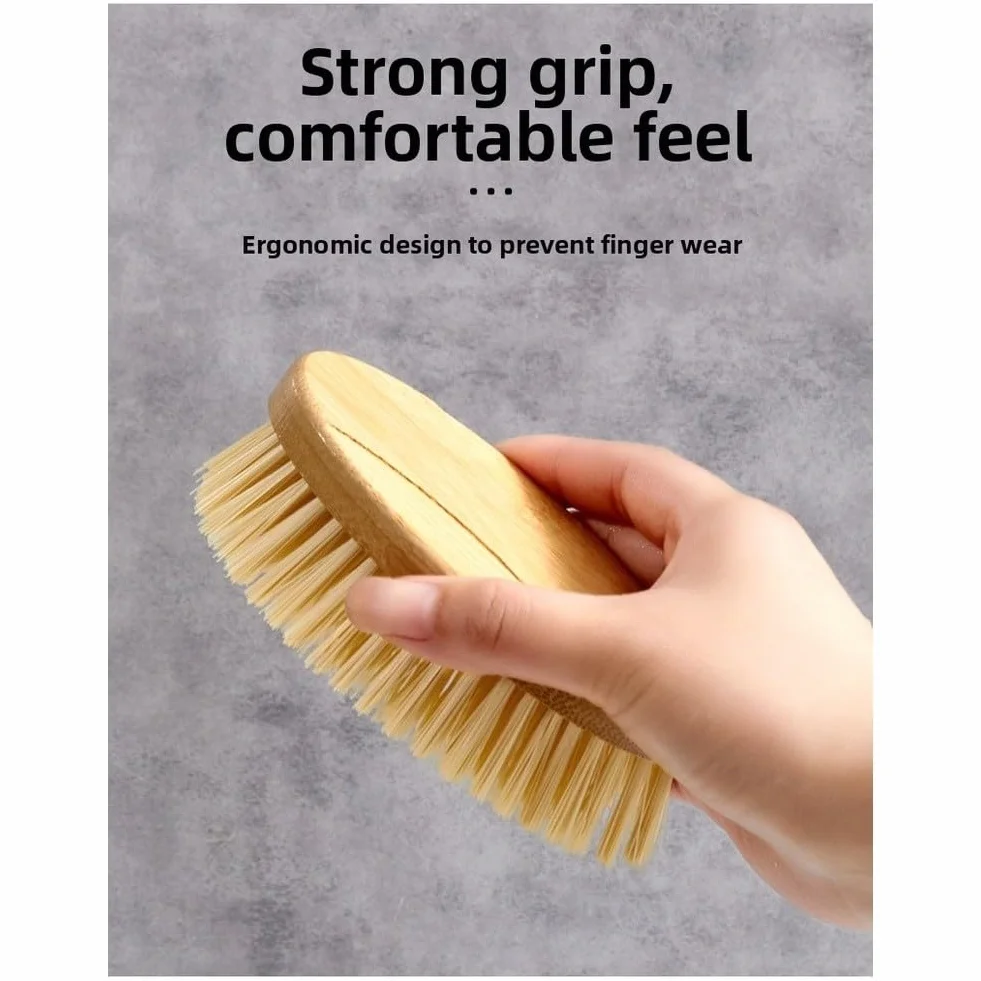 Juego de cepillos de limpieza de madera con cerdas suaves de PET para zapatos, ropa y lavandería