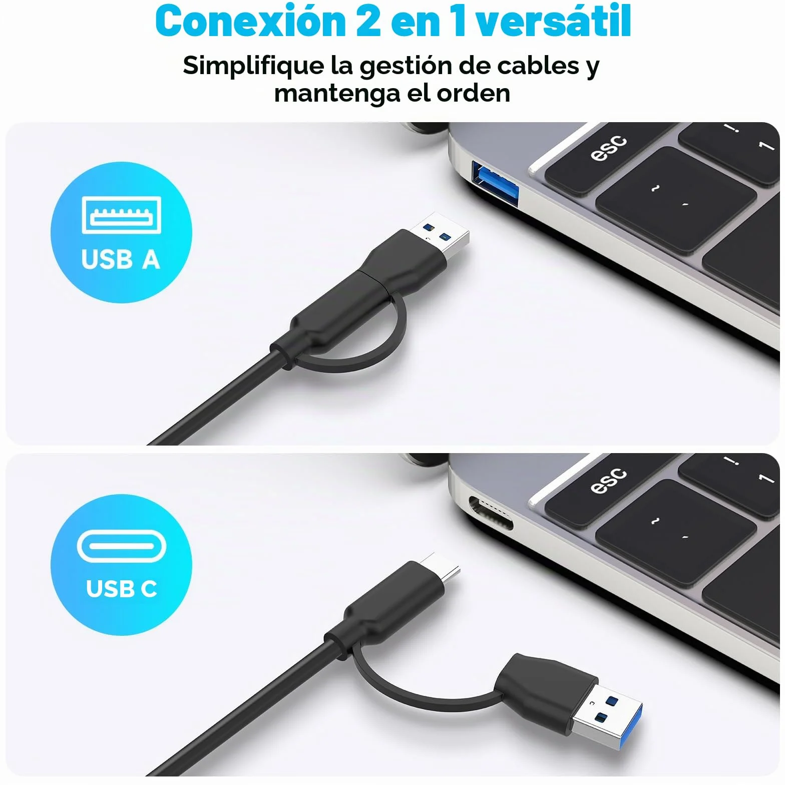 RSHTECH Switch USB 3.0/USB-C para 2 Computadoras Que Comparten 4 Puertos de Datos USB 3.0 (1C+3A), Selector Conmutador USB con 2 Cables y Control Remoto para PC, Portátil, Teclado, Ratón e Impresora