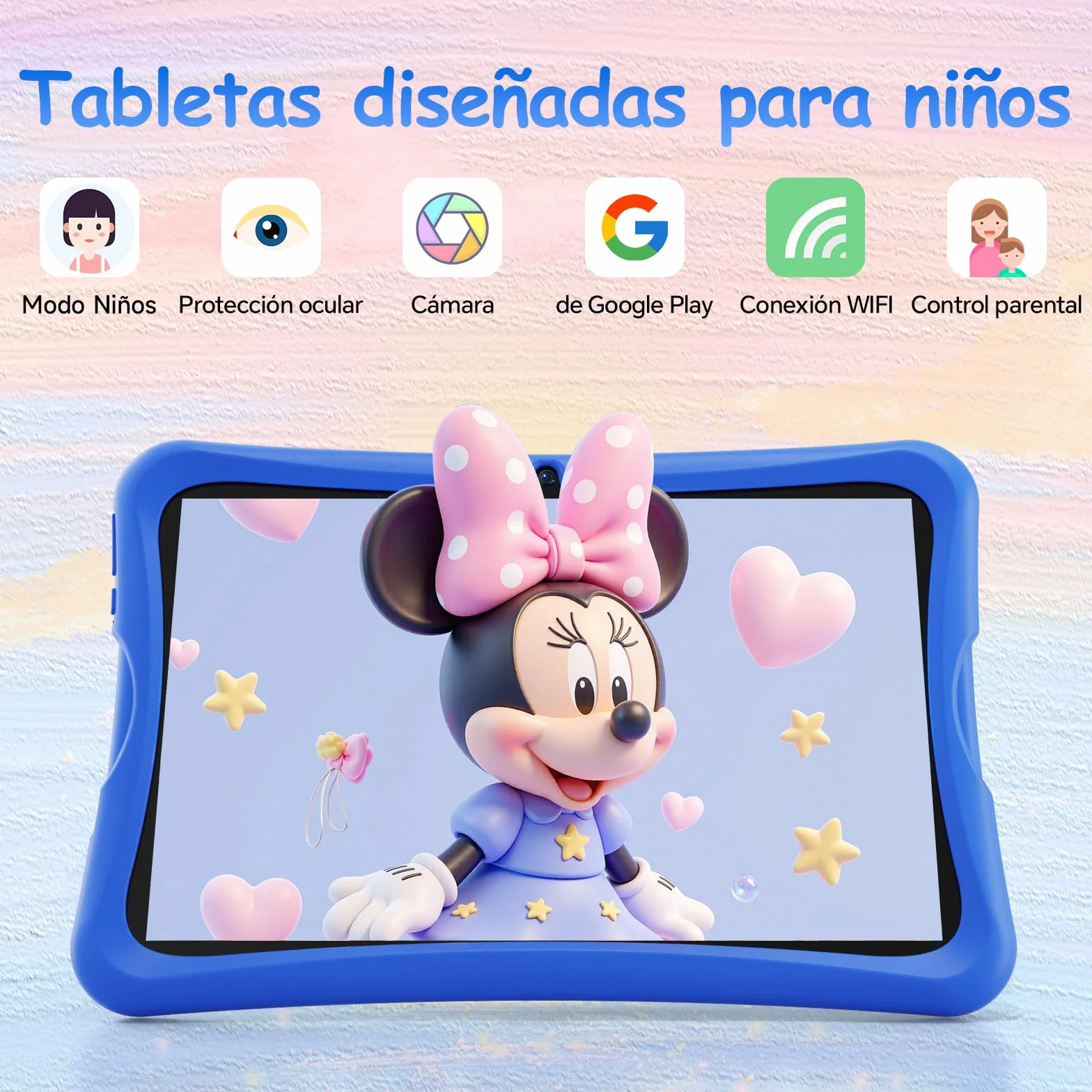 DigiLand Tableta para Niños de 10,1 Pulgadas, Tabletas Android 15 con Funda Protectora, 6+32GB,Pantalla IPS 1280*800,Cámara dual 2MP+5MP,6000mAh, Tableta Aprendizaje con Control Parental e iWawa(Azul)
