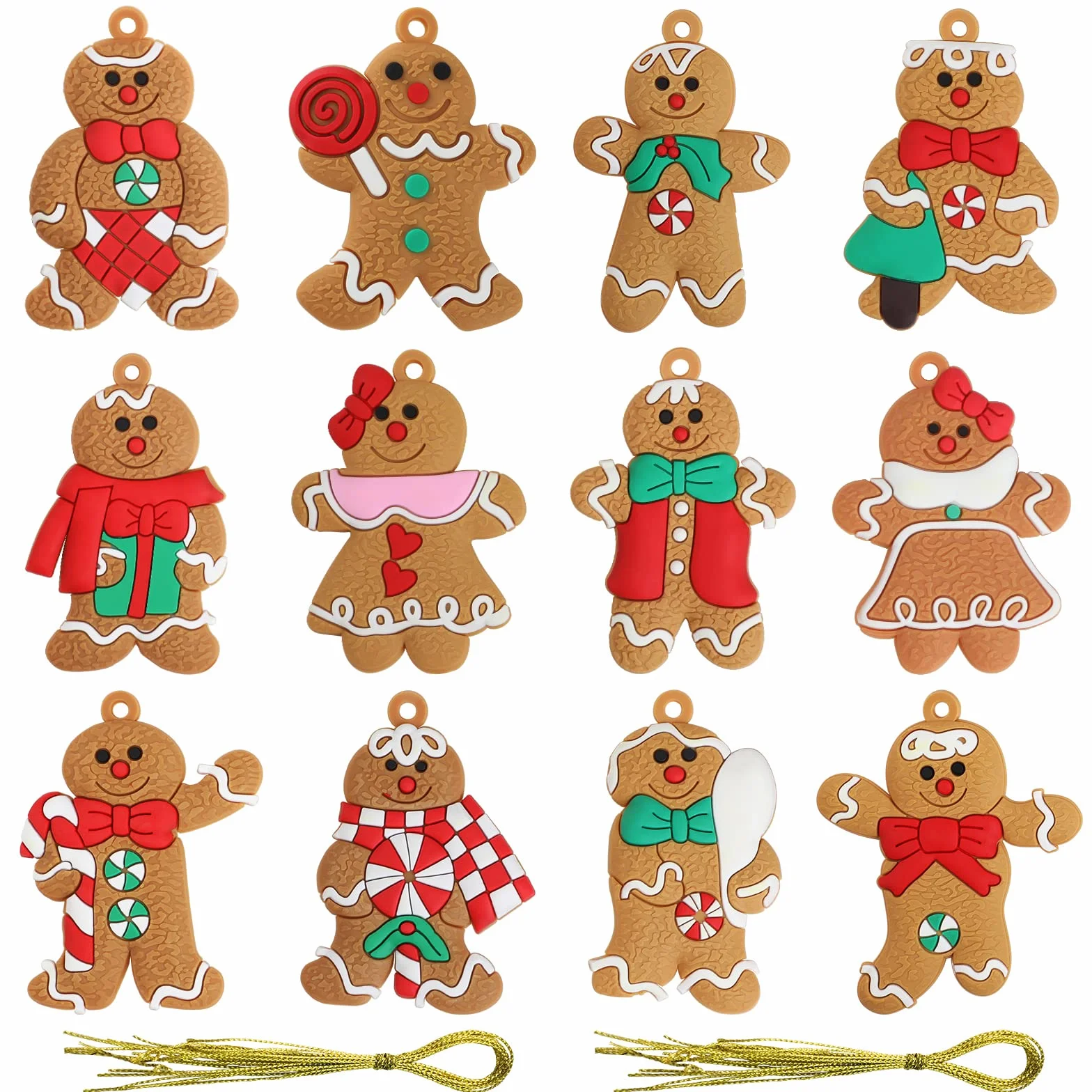 Adornos Árbol Navidad Hombre Jengibre 12 Piezas Decoración Navideñas 2025 2026