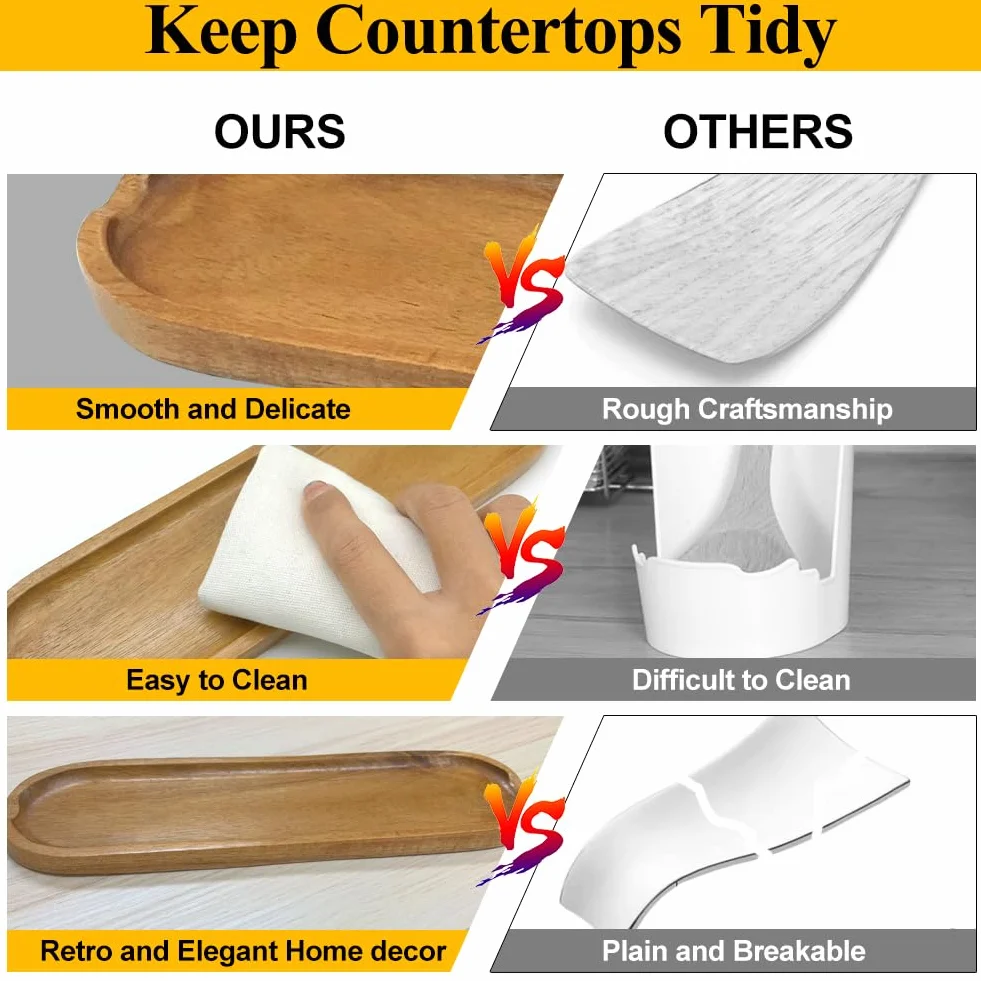 SwirlColor Reposa cucharas soporte de madera lisa para utensilios de cocina