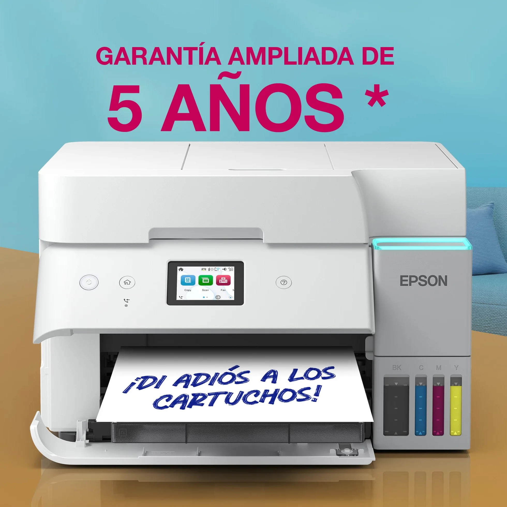Epson EcoTank ET-4956 Impresora de Depósito de Tinta | Teletrabajo | Wi-Fi, Ethernet | A4 | Doble Cara | Imprimir, Copiar, Escanear, Fax | Pantalla Táctil 6,1cm | ADF | Tinta Incluida para 3 Años