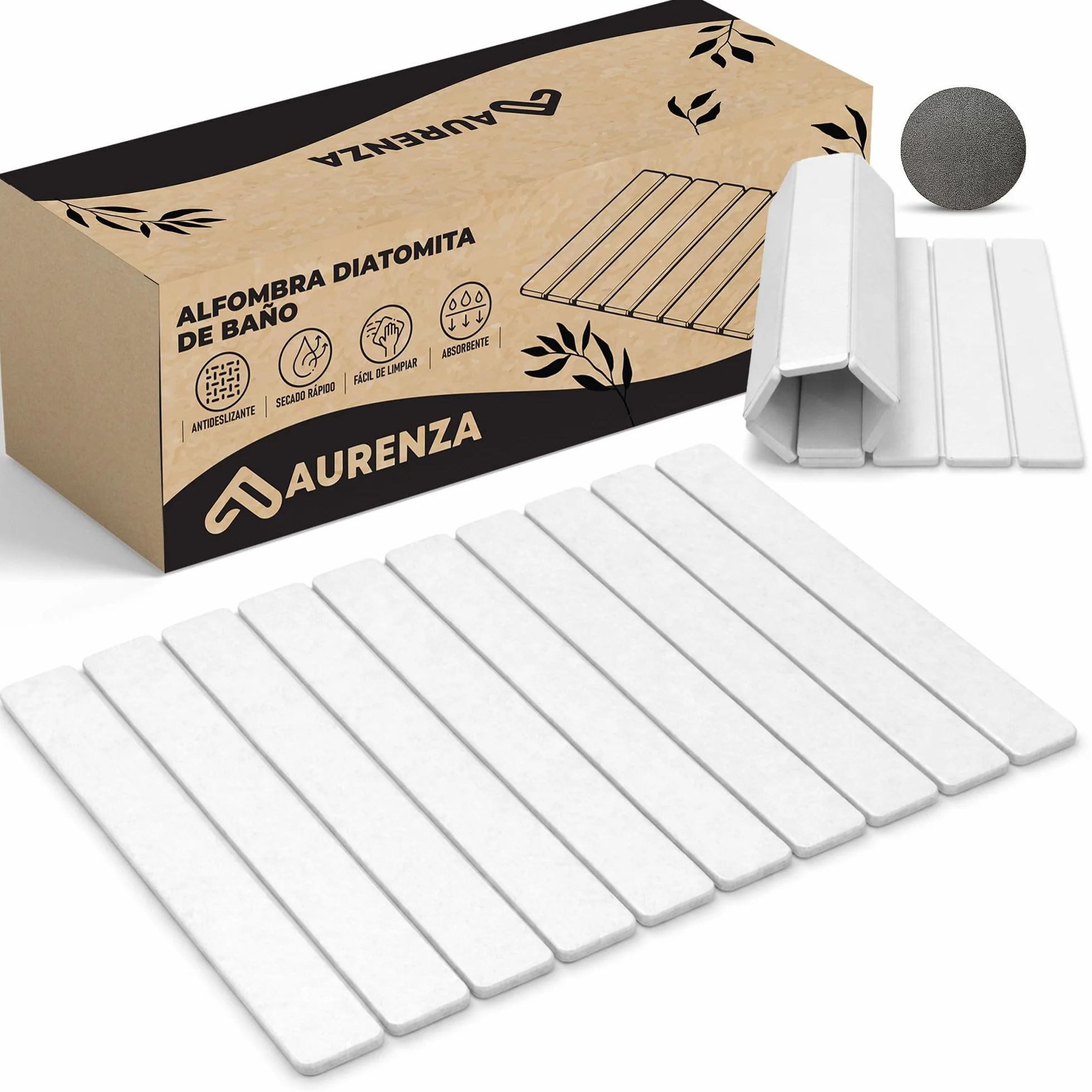 Alfombra Diatomita Baño Plegable 60x39 cm Secado Rápido Alta Absorción Antideslizante Piedra Natural