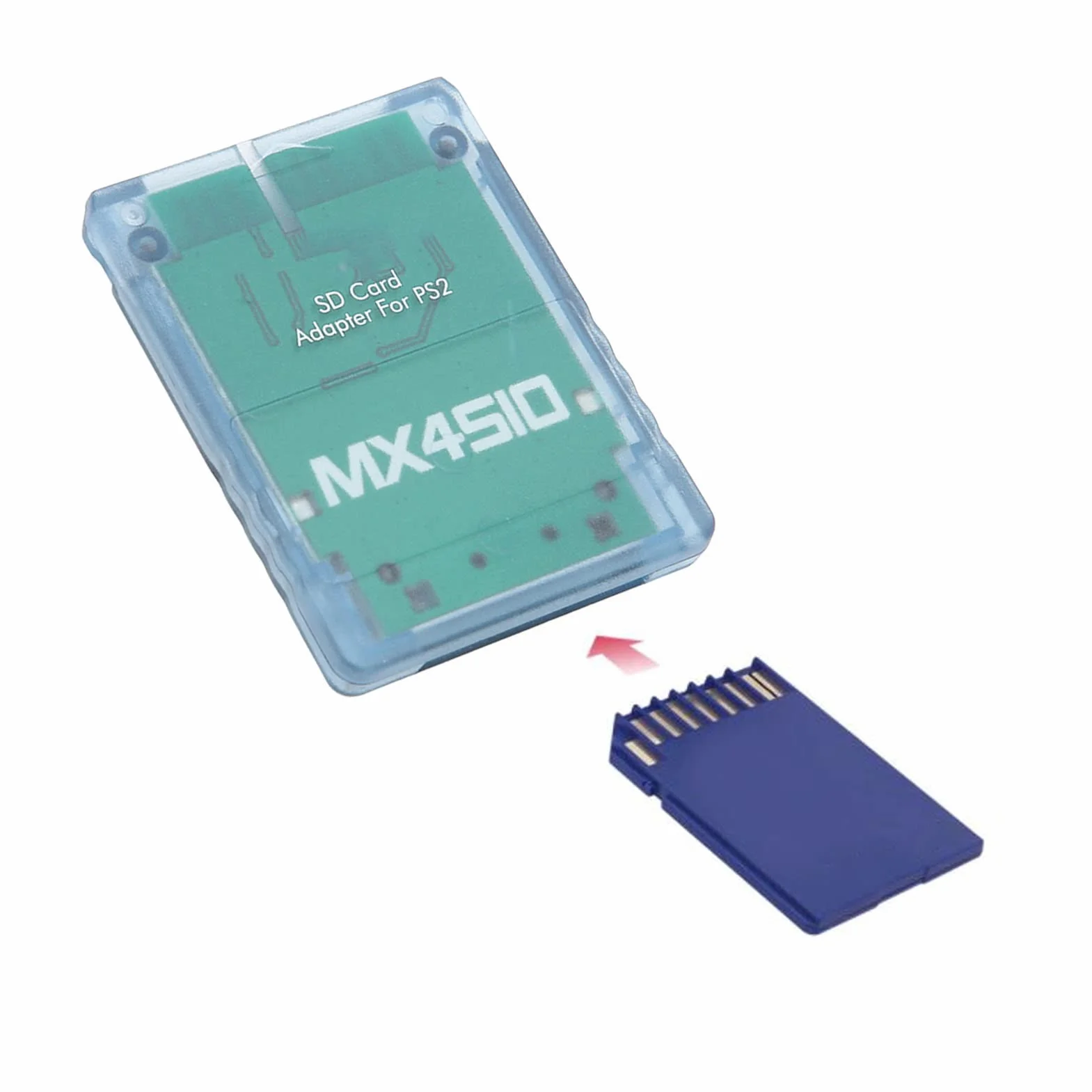Adaptador de Tarjeta SD MX4SIO SIO2SD, Lector de Tarjetas de Memoria para Consola Plug and Play, Expansión de Almacenamiento (Azul Transparente)