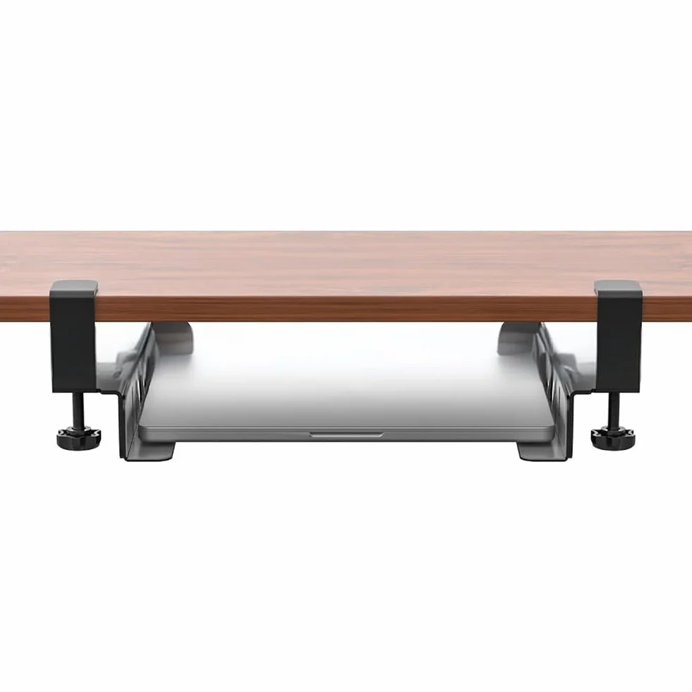Soporte Ajustable para portátil bajo Escritorio, Soporte Colgante de Metal sin Taladro con Almohadilla de Silicona para portátil, MacBook, Teclado