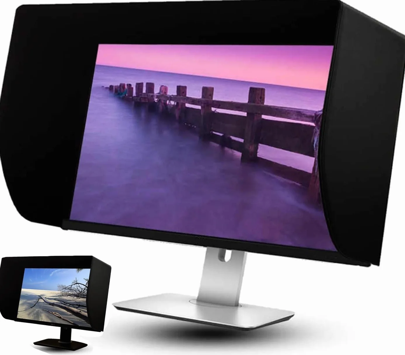 Parasol De Cuero For Monitor De 31-32 Pulgadas, Cobertura De Todos Los Lados, For Marco Exterior del Monitor, Protección contra Luz Parásita Y Anti Miradas Furtivas