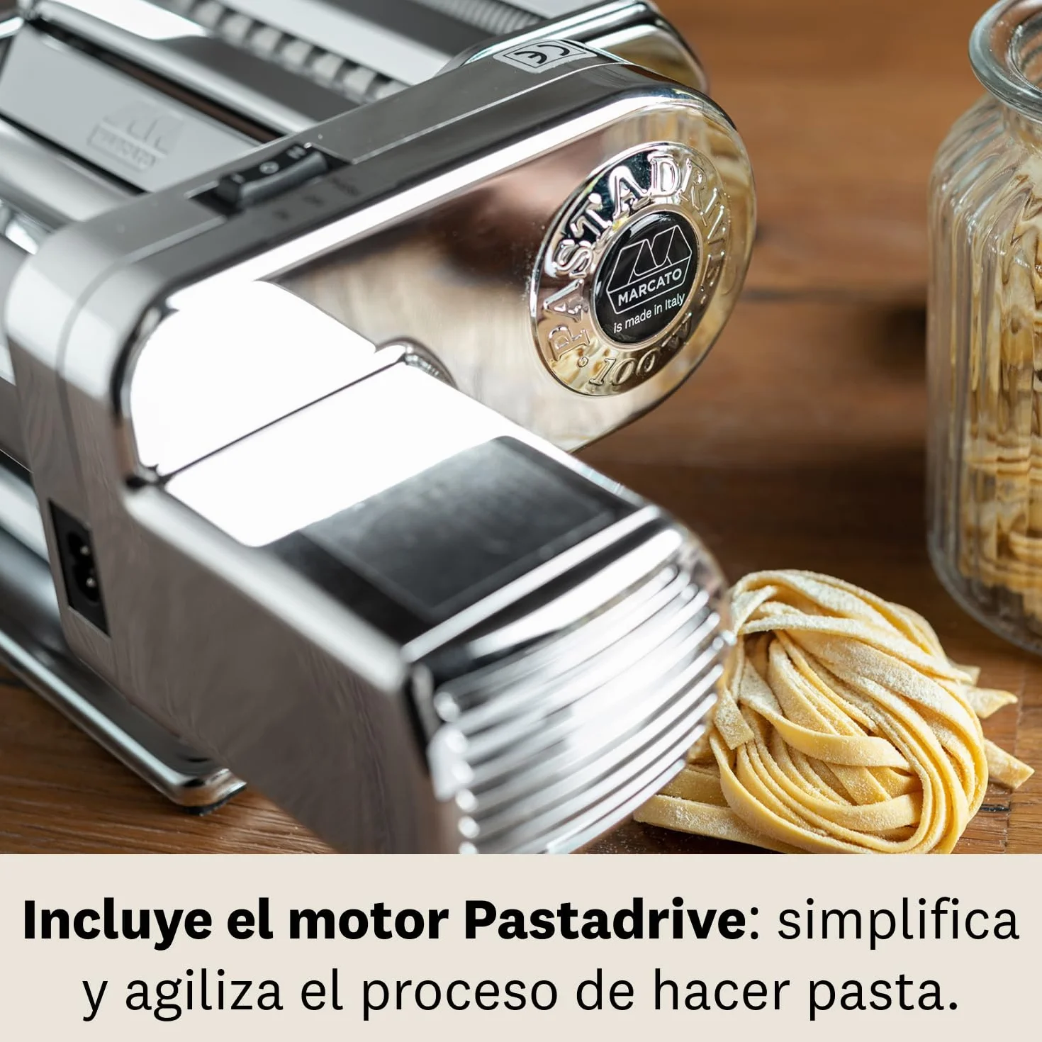 Marcato Atlas 150 + Motor Máquina eléctrica para pasta de acero inoxidable