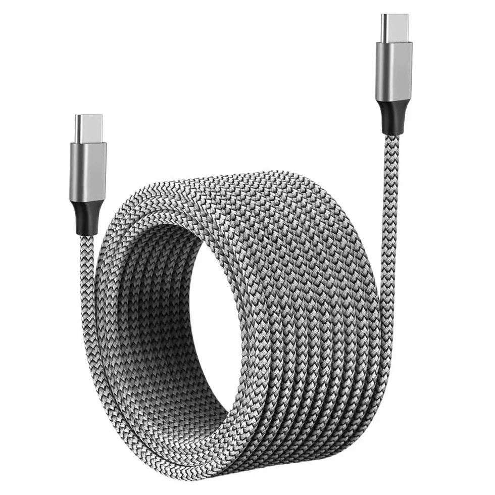 Cable de carga rápida tipo C PD de 60 W, tipo C, 300 cm, 5 m, 8 m, 10 m, cable de datos extensible (gris, 300 cm)