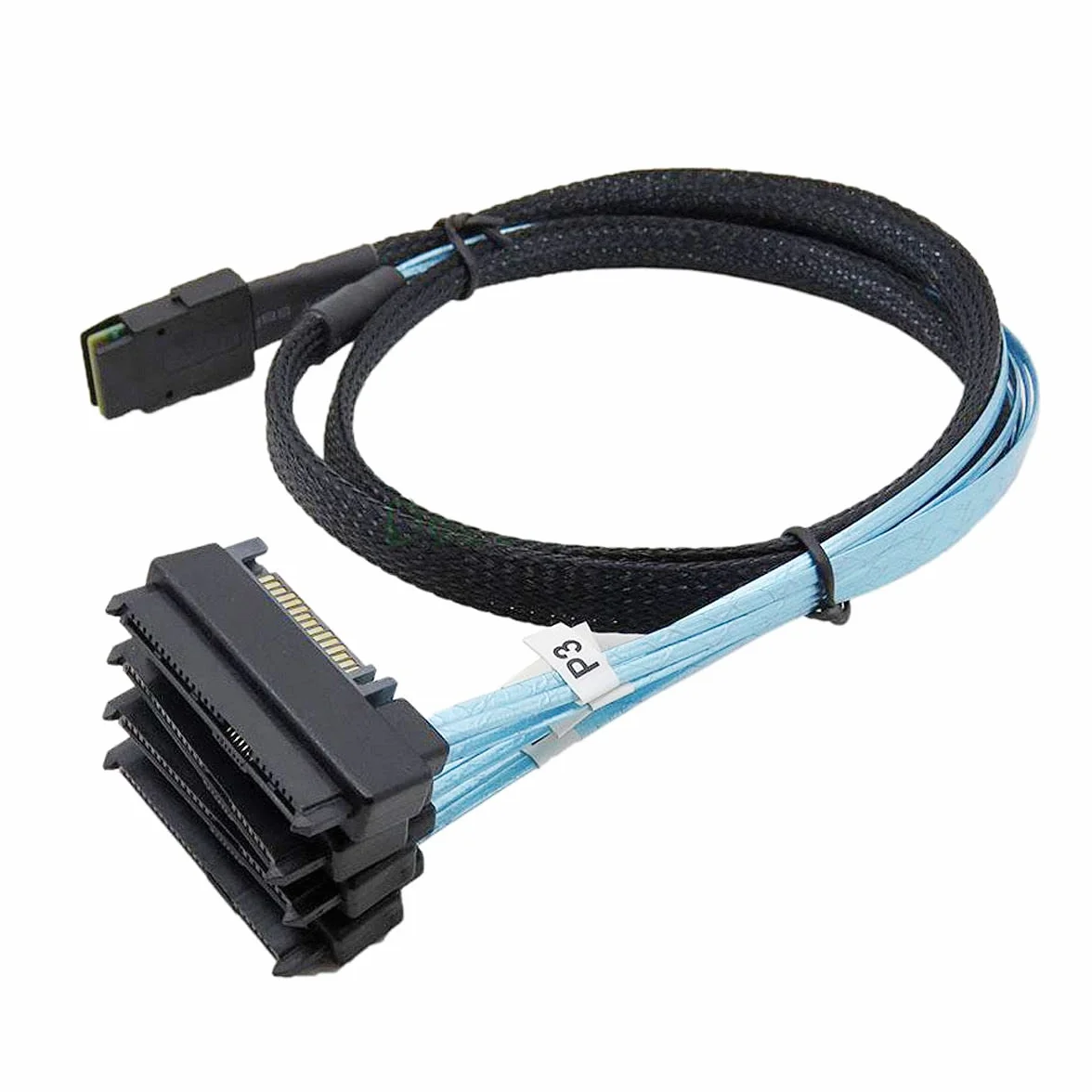 Cablecc Mini SAS SFF-8087 host interno de 36 pines a 4 SFF-8482 Target SAS disco duro y cable de alimentación SATA, 50 cm