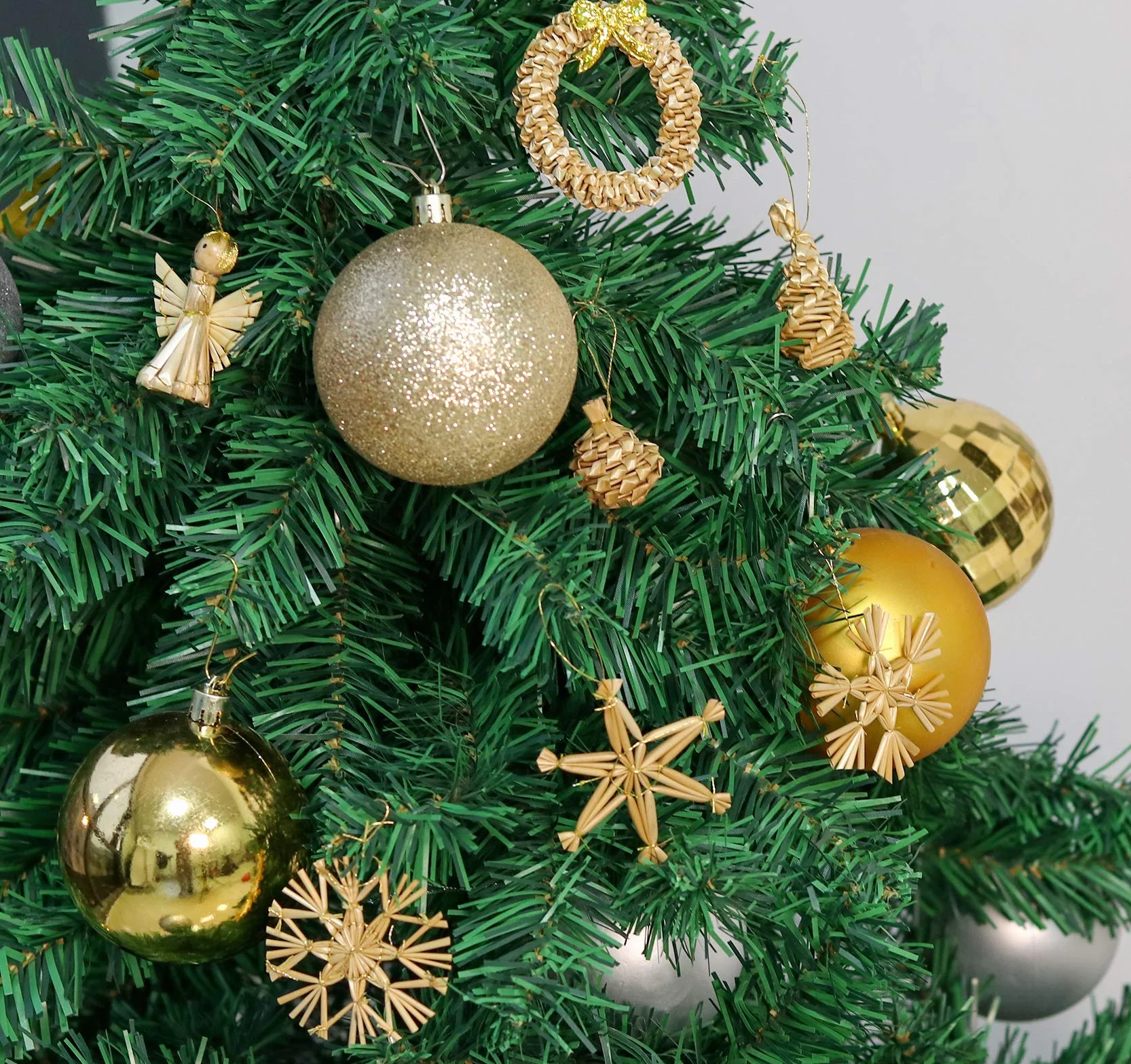 Agoer Juego de 36 Estrellas de Paja para Árbol de Navidad, Decoración Hecha a Mano con Acentos Naturales