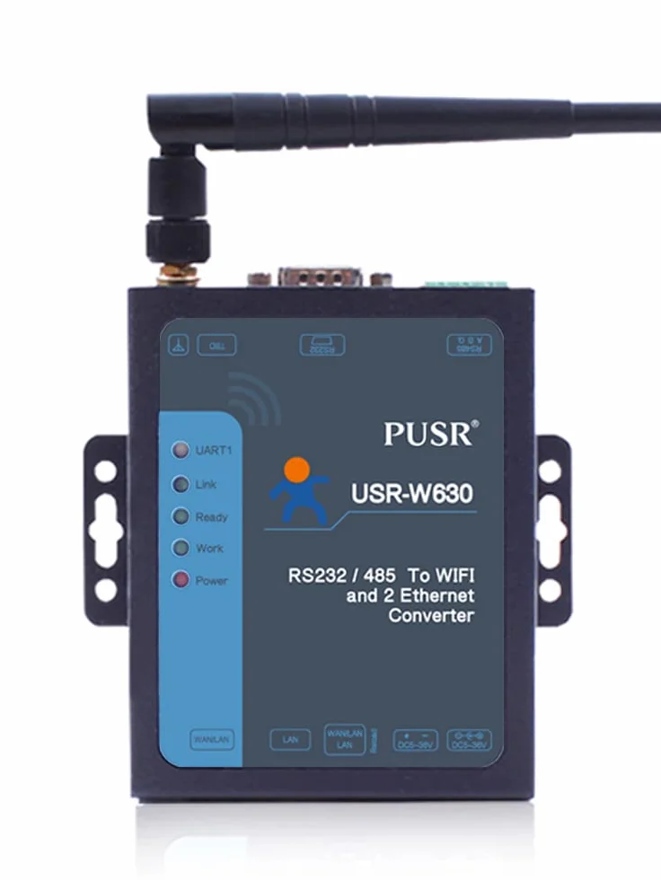Industrial WiFi a 2 Puertos Ethernet a Serie convertidor apoyar modbus RTU a TCP rs232 rs485 a Servidor ethernet WiFi USR-W630