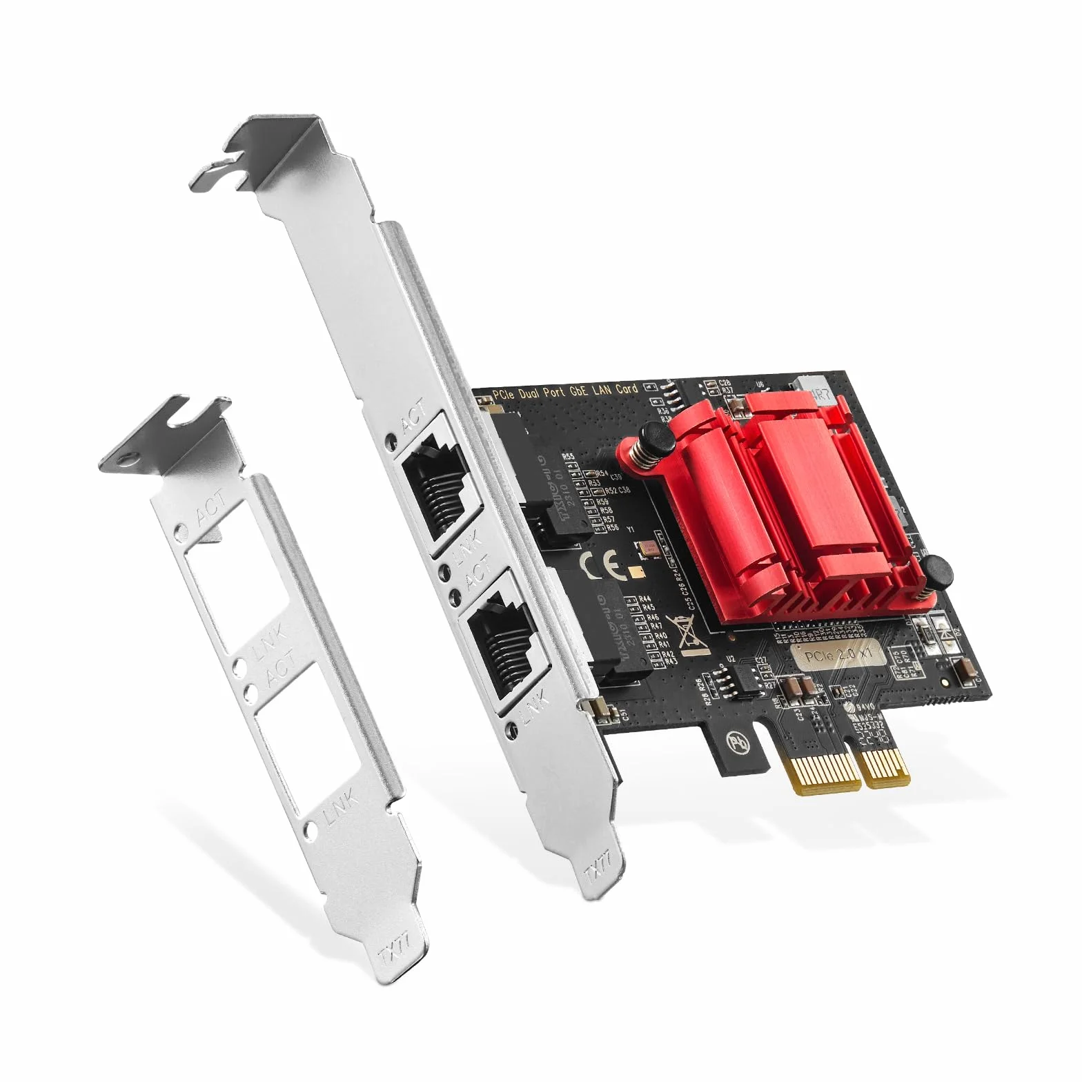 Adaptador de red de 2 puertos Gigabit PCIe, controlador Intel 82575/82576 1000/100 Mbps Binardat Ethernet LAN tarjeta para Windows/Linux