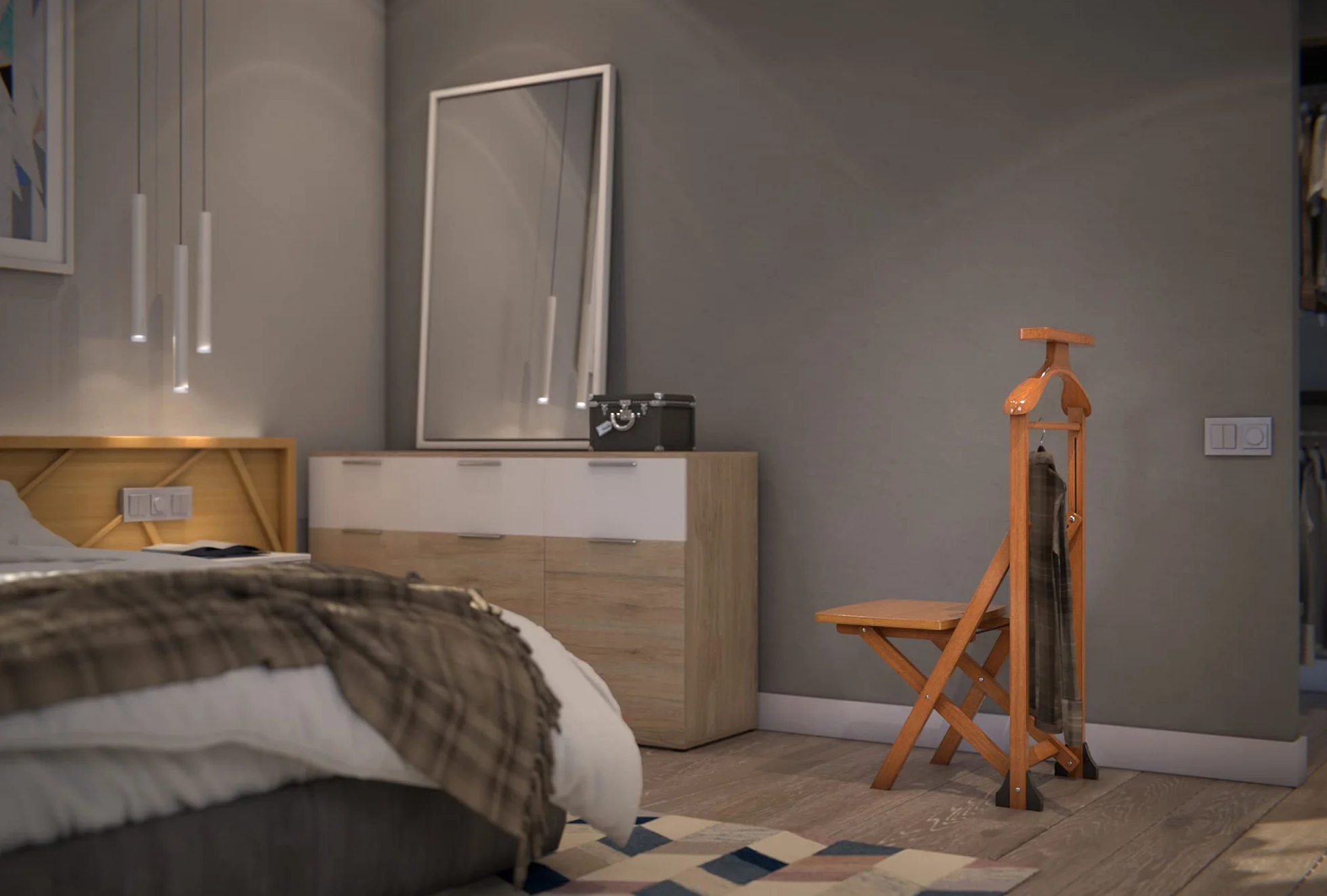 Arredamenti Italia Perchero Con Silla Para Dormitorio Madera Acabado Cerezo Ar-It