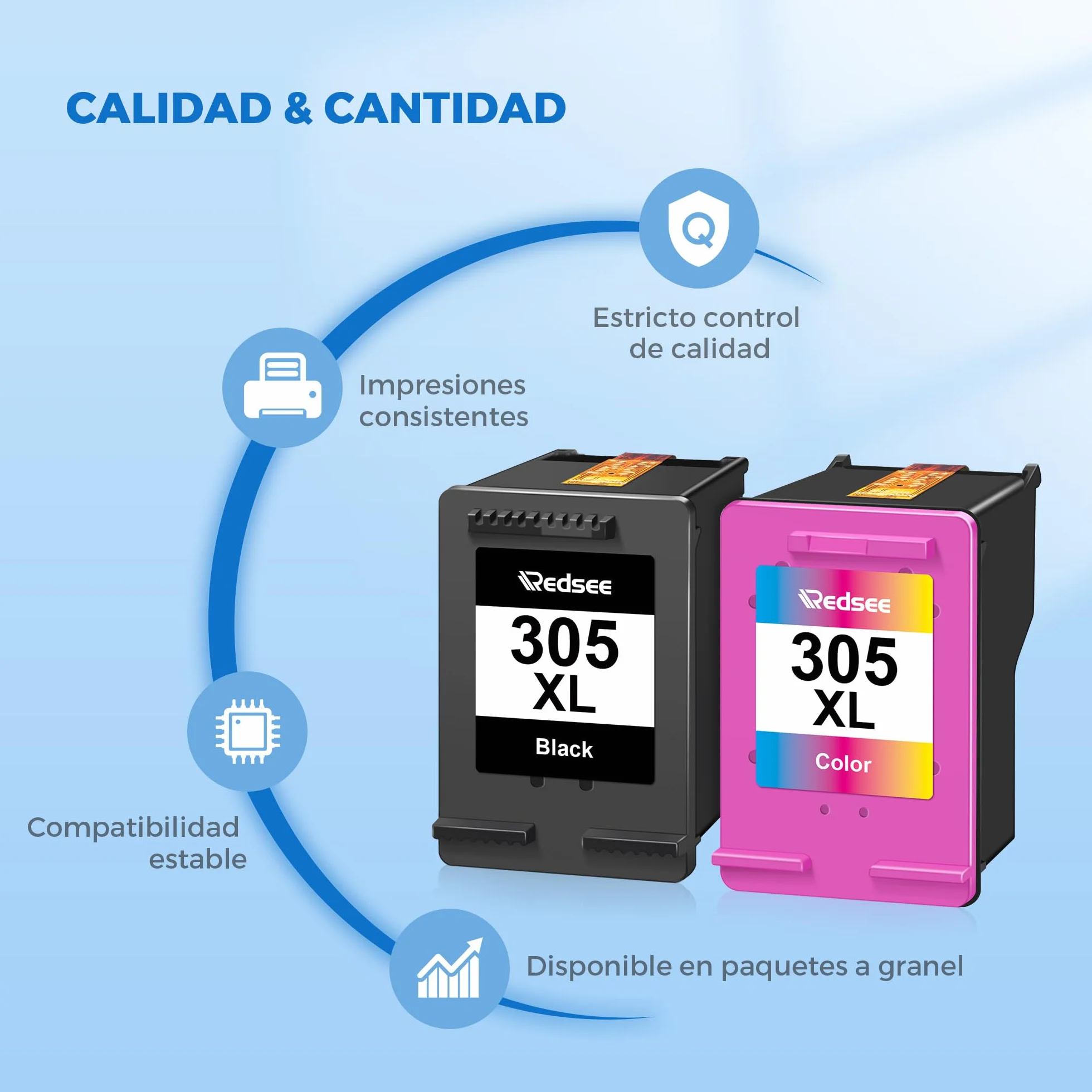 Tinta 305 XL Cartuchos de Tinta 305XL Negro y Ccolor Remanufacturado para HP 305 Tinta para HP DeskJet 2720 2700 2721 2820 2800 2821 2723 2822 Envy 6022 DeskJet Plus 4120 4200 4100(Pack de 2)