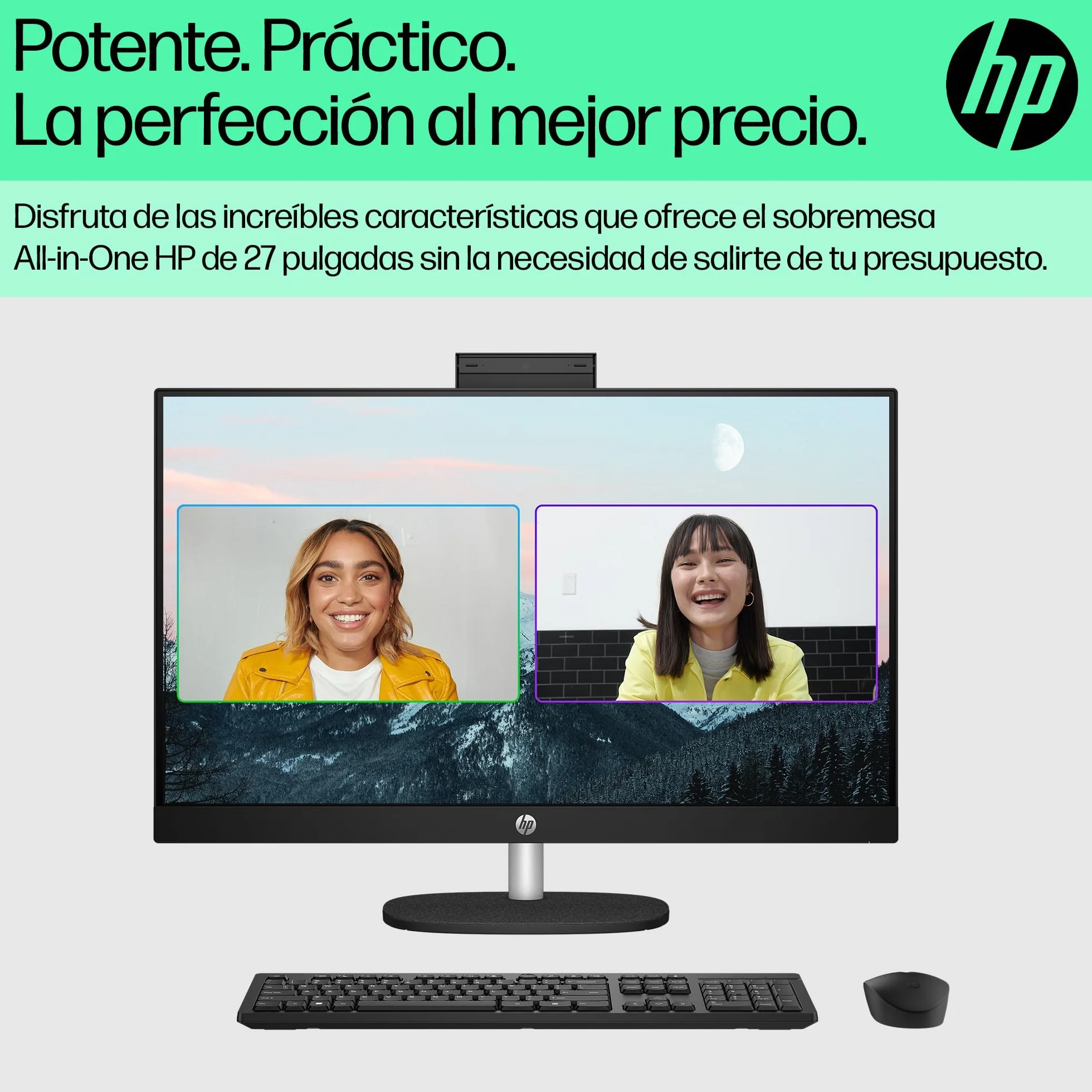 HP All-in-One 27-cr0062ns, PC Todo en Uno 27” FHD, AMD Ryzen 7 7730U, 16GB RAM, 512GB SSD, AMD Radeon Graphics, Cámara HD, Wi-Fi, Teclado y Ratón Inalámbricos, Sin Sistema operativo, QWERTY Español