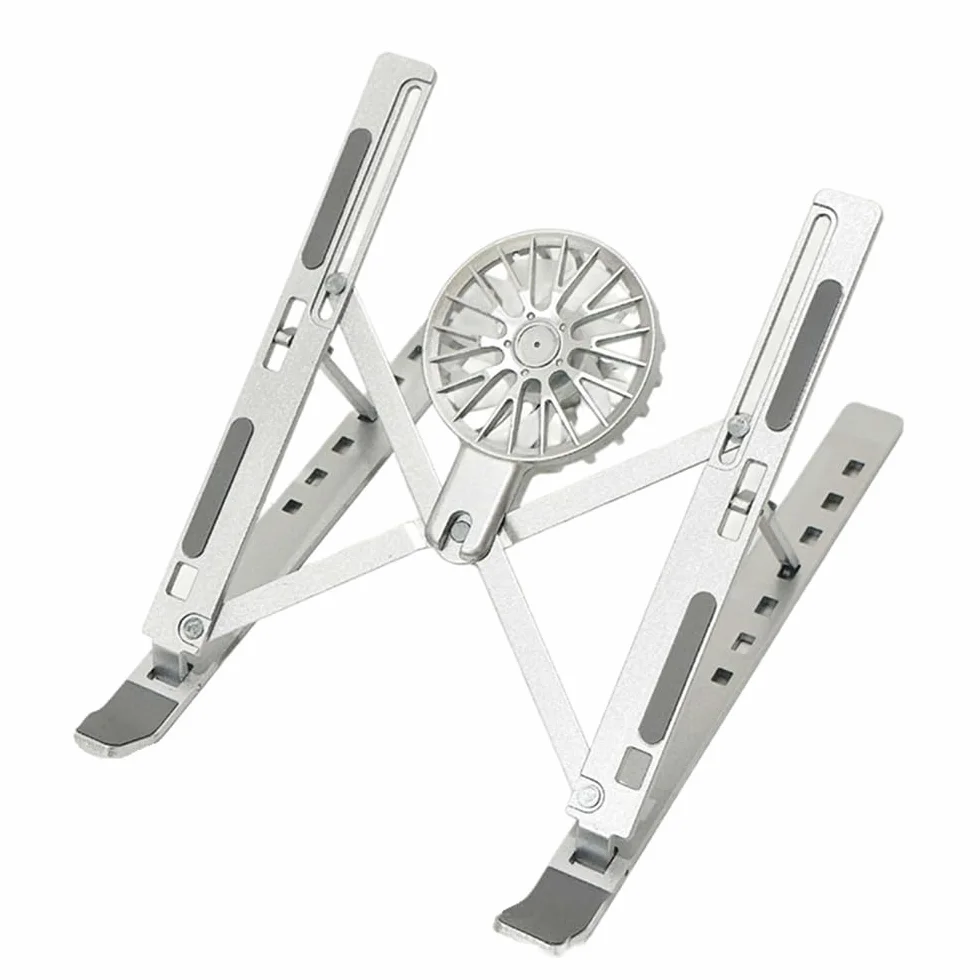 Soporte Enfriador for computadora portátil de Escritorio, Soporte Plegable con Ventilador tabletas 16 a 18 Pulgadas Soporte para Portátil(Silver,18inch)