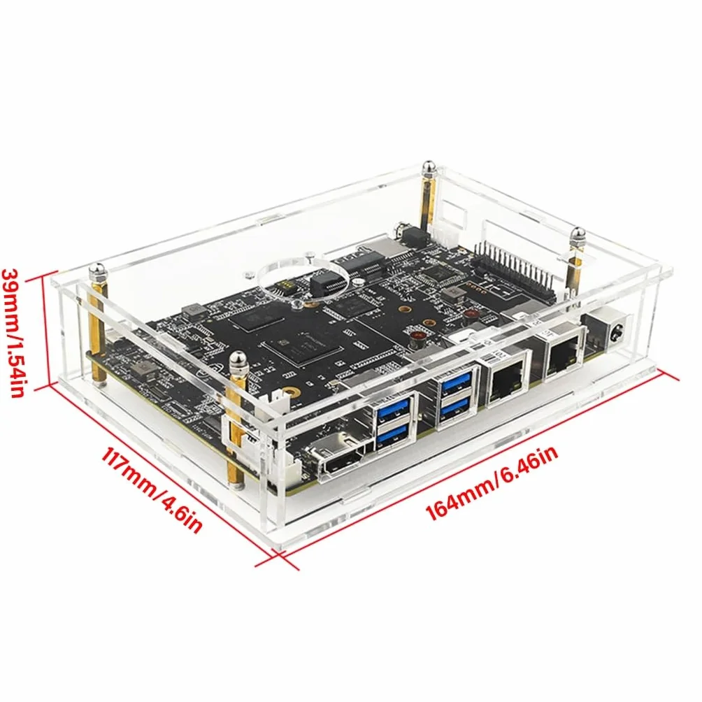 Caja acrílica con ventilador para Banana Pi para BPI F3 Board Case Transparentemente
