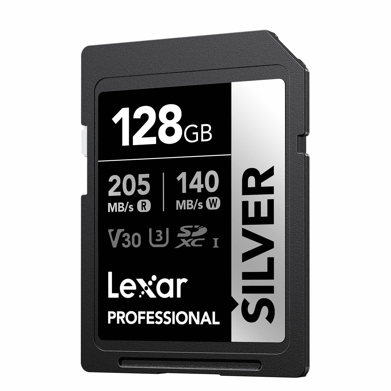 Lexar Tarjeta SD 128 GB Silver, hasta 205 MB/s de Lectura, Tarjeta de Memoria SDXC UHS-I, Clase 10, U3, V30, SD Card para Fotógrafos Profesionales, Videógrafos y Entusiastas