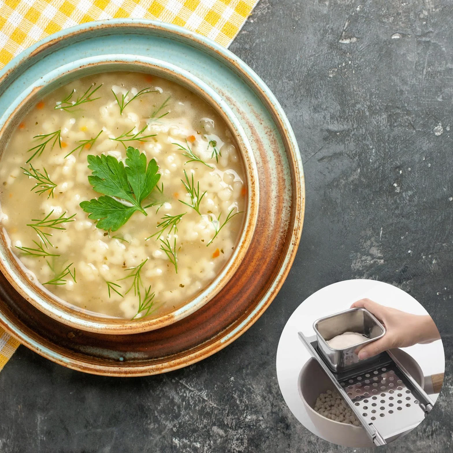 Rallador de Spätzle Acero Inoxidable, Prensa Alemana para Fideos, Apto Lavavajillas, Fabricante de Spätzle con Empujador de Seguridad
