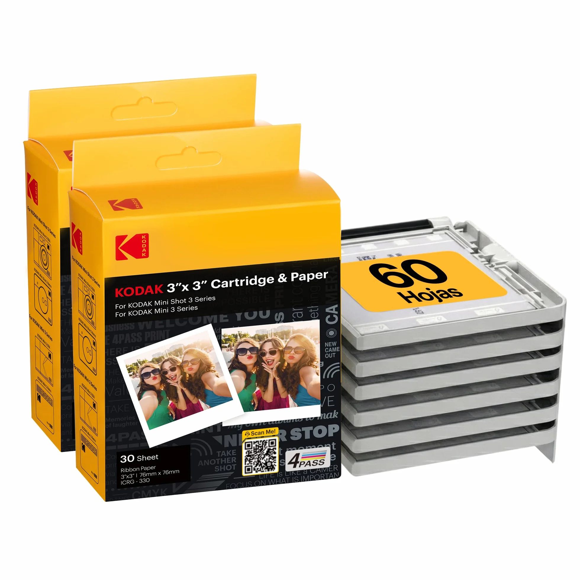 KODAK ICRG360 – Cartouches et papiers 60 photos 7,6 x 7,6 cm (compatibles KODAK Mini Shot C300, C300R, MS300, P300R)
