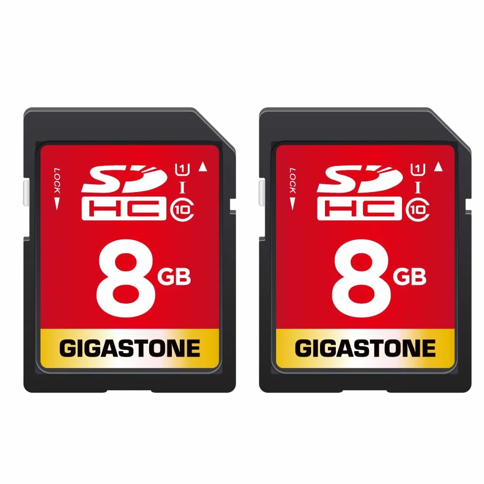 Gigastone - Tarjeta de Memoria SDHC de 8 GB, Juego de 2 Tarjetas, Alta Velocidad para la Reserva de Fotos, vídeos, música, Archivos de Voz, videocámara, grabadora, PC, Mac, Clase 10