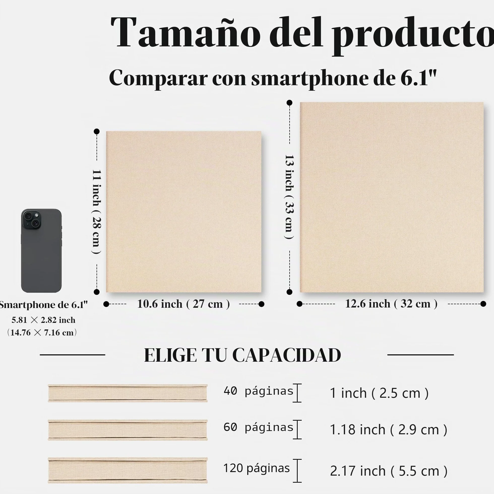 Álbum Fotos Autoadhesivo 28x27 cm Scrapbook 40 páginas Funda de Lino con Bolígrafo Metálico Gris