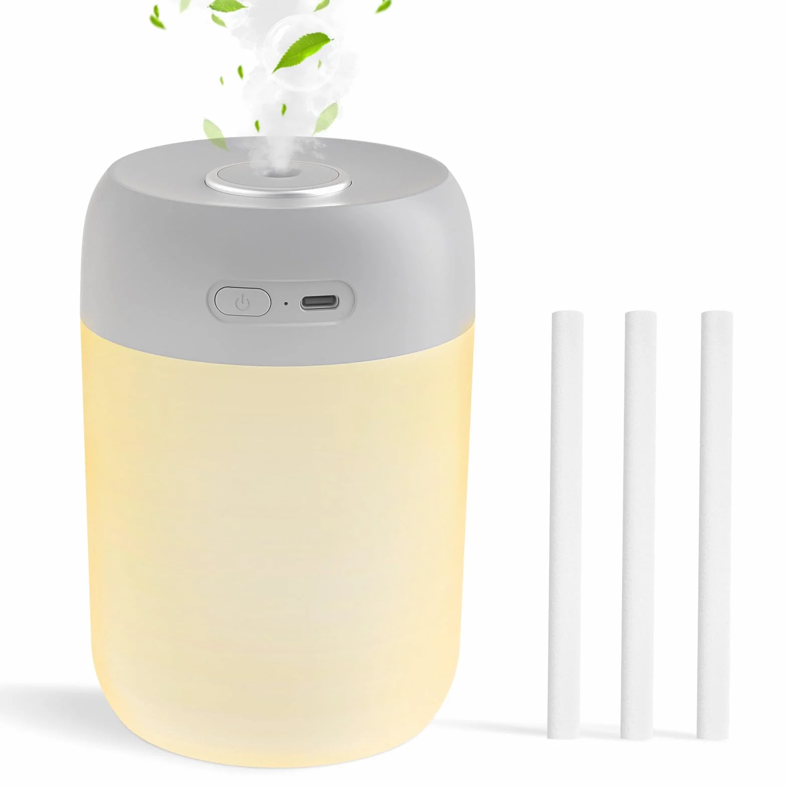 Kissleafe Humidificador de Aire Inalámbrico con Luz LED, Apagado Automático, Dos Modos, 8h, 28 dB Silencioso, Gris