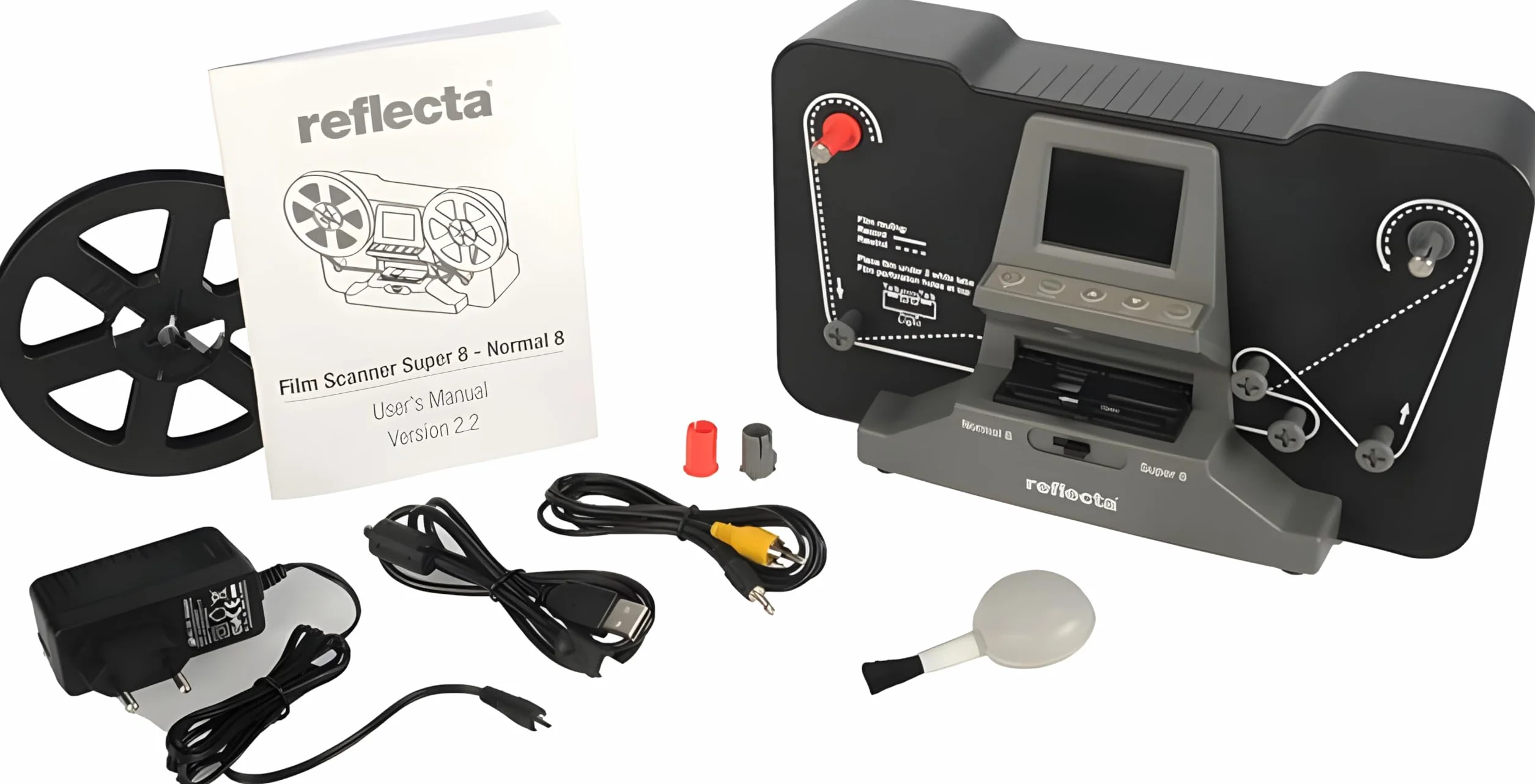 Reflecta Escáner de Película Super 8 y Normal 8: Sensor CMOS 3.53MP, Resolución 1440x1080p a 20fps, Pantalla LCD 2.4'', Corrección de Exposición Auto/Manual, USB 2.0, Digitalización HD MP4
