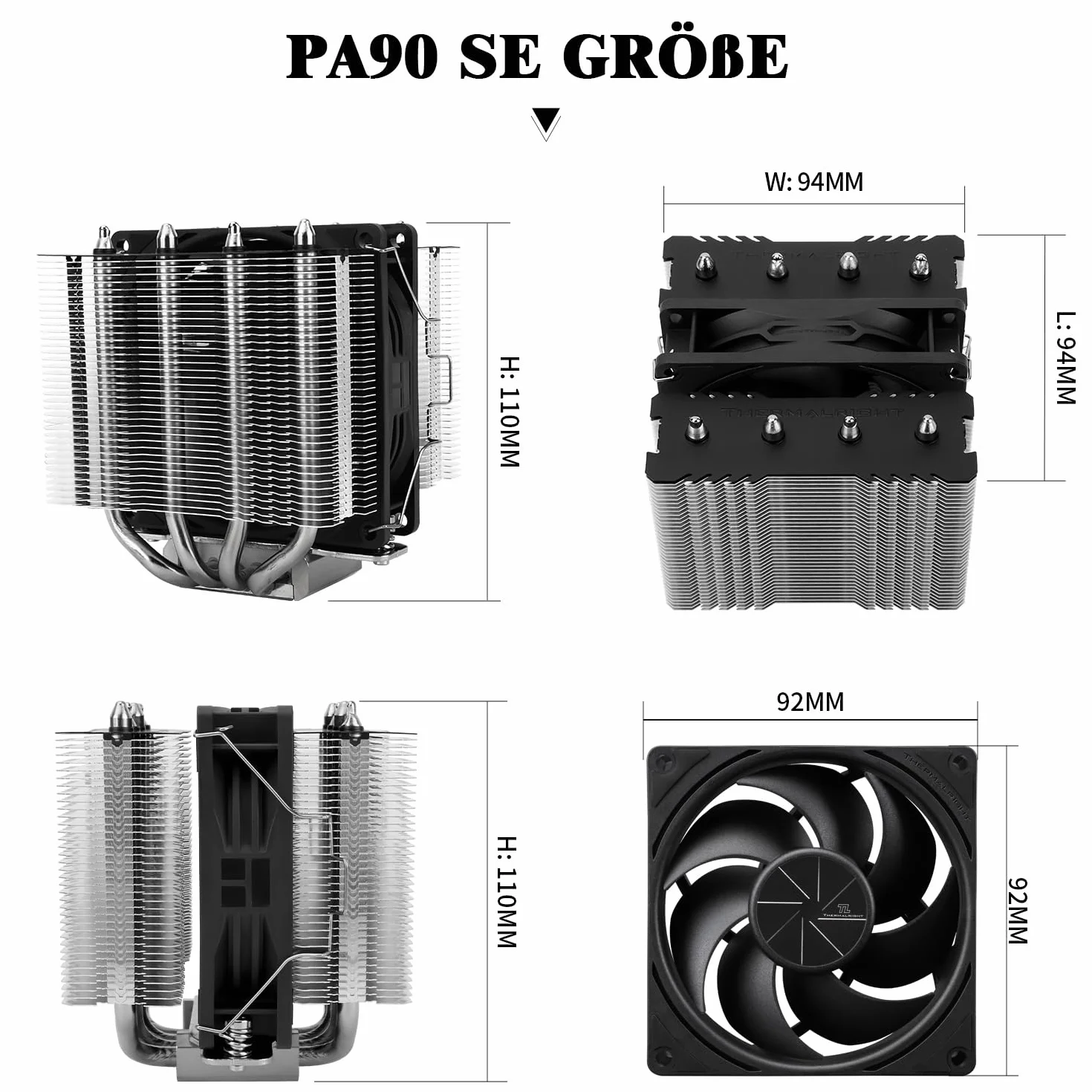 Disipador de CPU Thermalright Peerless Assassin 90 SE, 4 tubos de calor, ventilador PWM dual de torres individuales, ventilador de CPU de 110mm de altura, para AMD: AM4/AM5; Intel LGA 1851/1700/1150