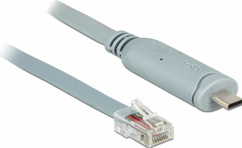 DeLOCK 89917 - Cable de serie (Gris, 0,5 m, USB 2.0 Type-C, RJ45, Male connector / Male connector)