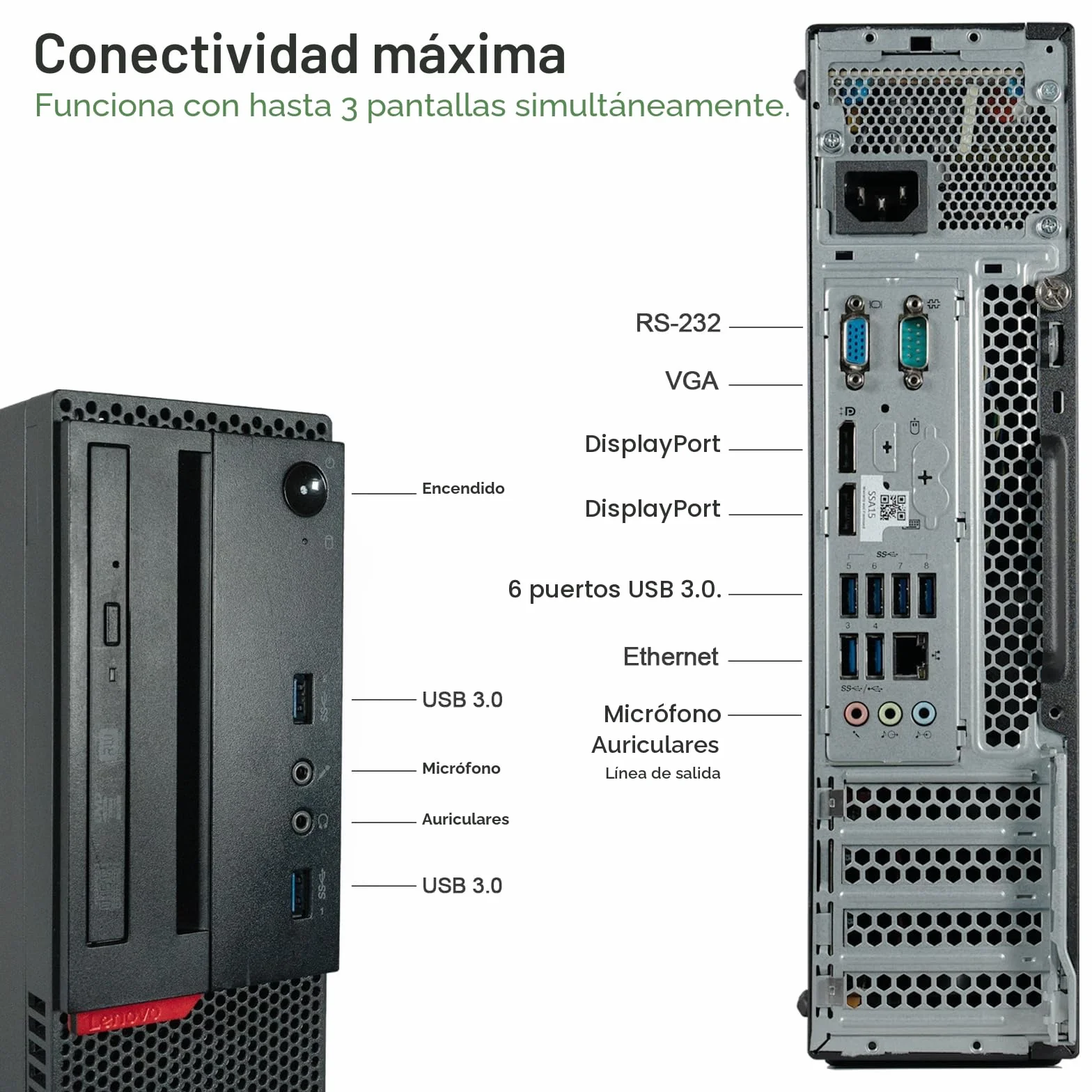 PC Sobremesa - LENOVO M73 i7, Intel Core i7-4790, 8 GB RAM, 256 GB SSD, HD Graphics, Windows 11 Pro, Schwarz