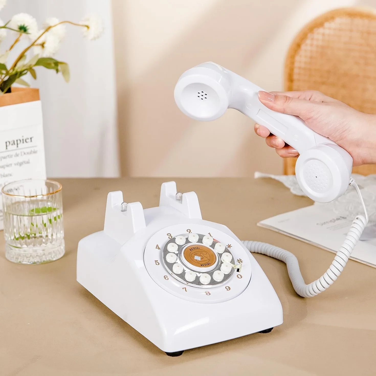 Libro de visitas de audio para teléfono de boda blanco