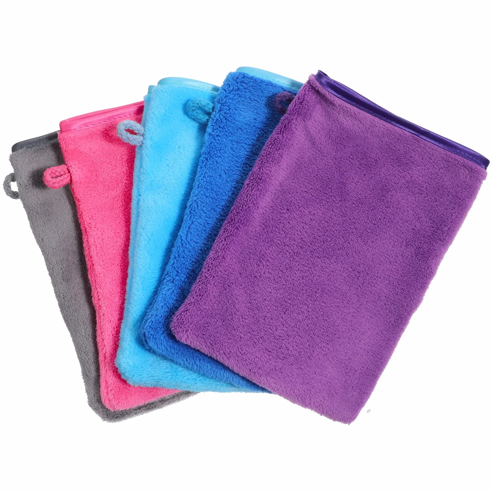 Guantes de lavado de microfibra 20x15 cm para cara y cuerpo, fuerte absorción de agua, desmaquillante