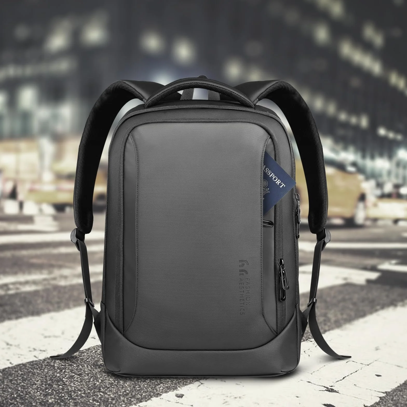 Mochila para Hombre Portátil con Puerto USB-C y USB-A, Gran Capacidad 24-28L, Resistente al Agua, Antirrobo, Ligera y Ergonómica para Trabajo