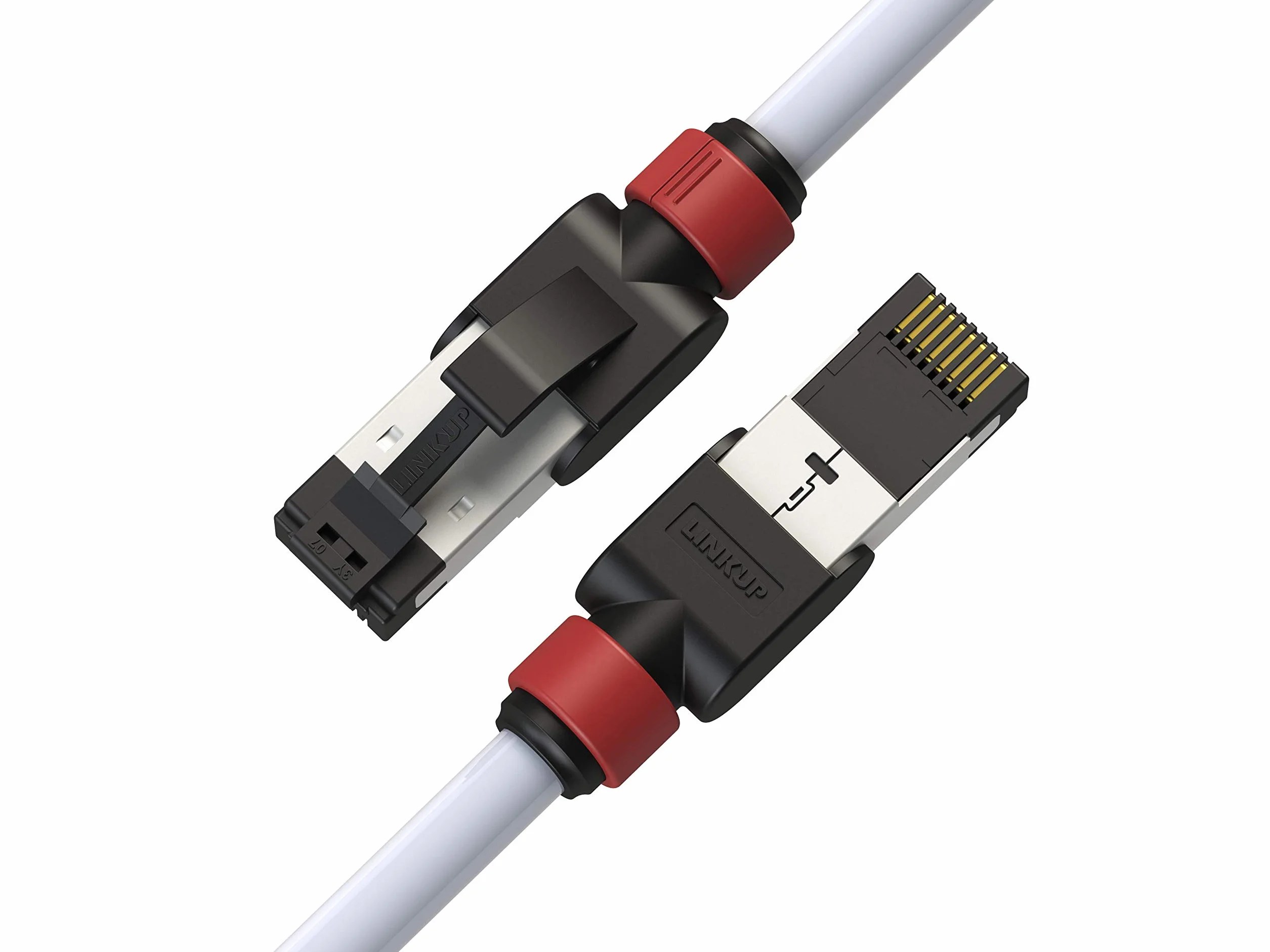 LINKUP - Certificado por Versiv┃Cable Ethernet - 30cm (12 Paquetes) Cables de conexión RJ45 S/FTP Doble Blindaje 10G┃para Rojo de Internet LAN Conmutador Panel Enrutador Gaming |26AWG Blanca