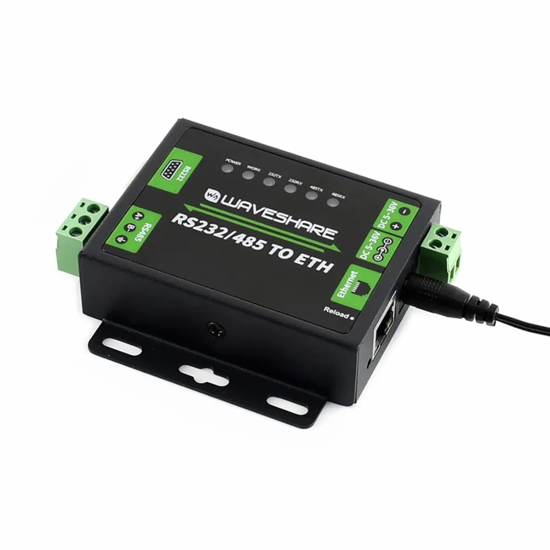 Waveshare - Convertidor RS485 a Ethernet Industrial RS232/RS485 a RJ45, Puertos Serie duales, transmisión de Datos Transparente bidireccional