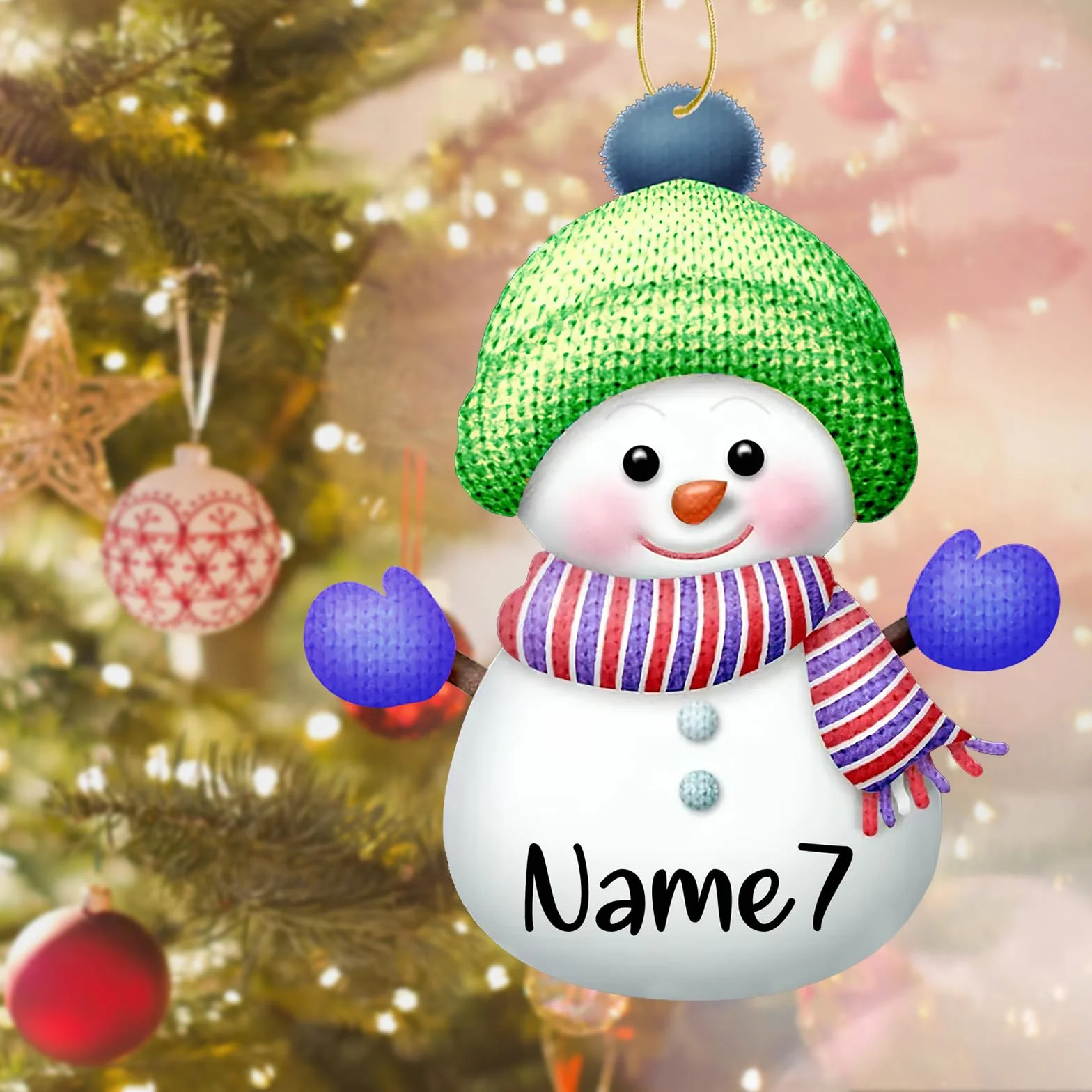 Adornos Personalizados para Árbol de Muñeco de Nieve de Navidad, Decoraciones Navideñas, Regalos de 7 Piezas