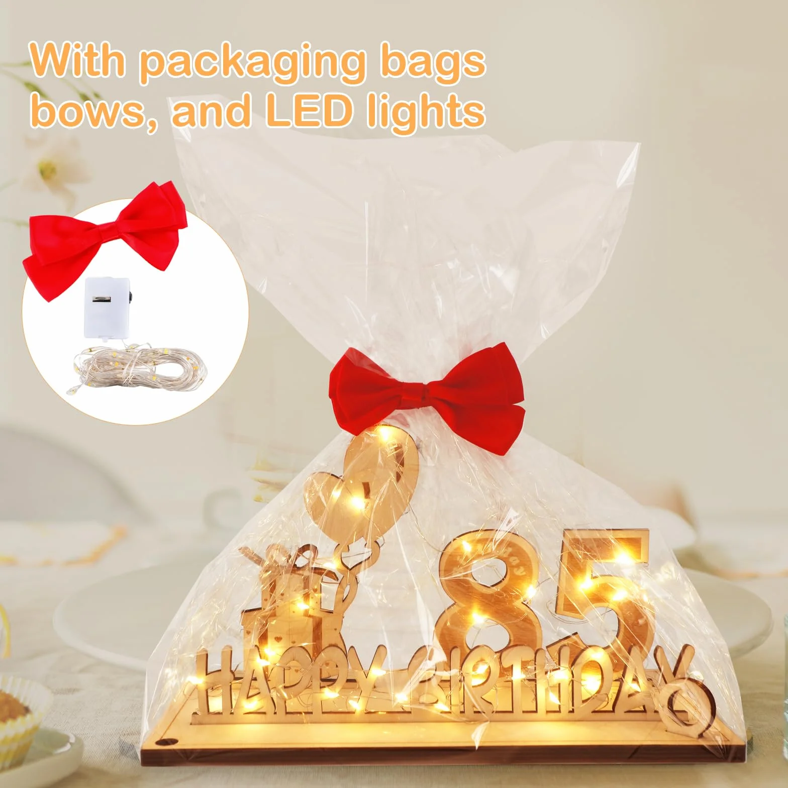 Decoracion 85 Cumpleaños para Hombre Mujer con Tira de Luces LED y Libro de visitas