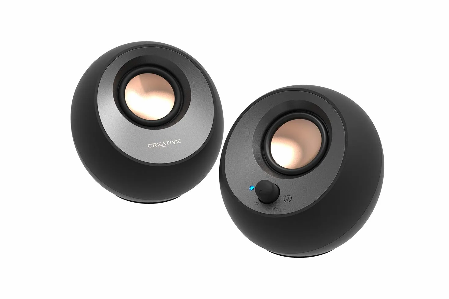 Altavoces Minimalistas Creative Pebble V3 2.0 USB-C con Audio USB, Mejora con Clear Dialog, Bluetooth 5.0, 8 W de RMS con 16 W de Pico máximo de Potencia, conversor Incluido (Negro)
