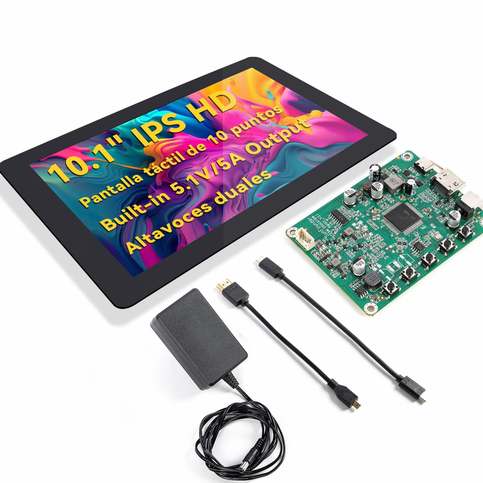 SUNFOUNDER Ultimo 10 pollici DIY Touch Screen All-In-One Solution per Raspberry Pi 5, IPS HD 1280x800 LCD, Built-In 5.1V/5A Output, HDMI, 10 punti, Nessun Driver, altoparlanti, per RPi 5/4/3/Zero 2W