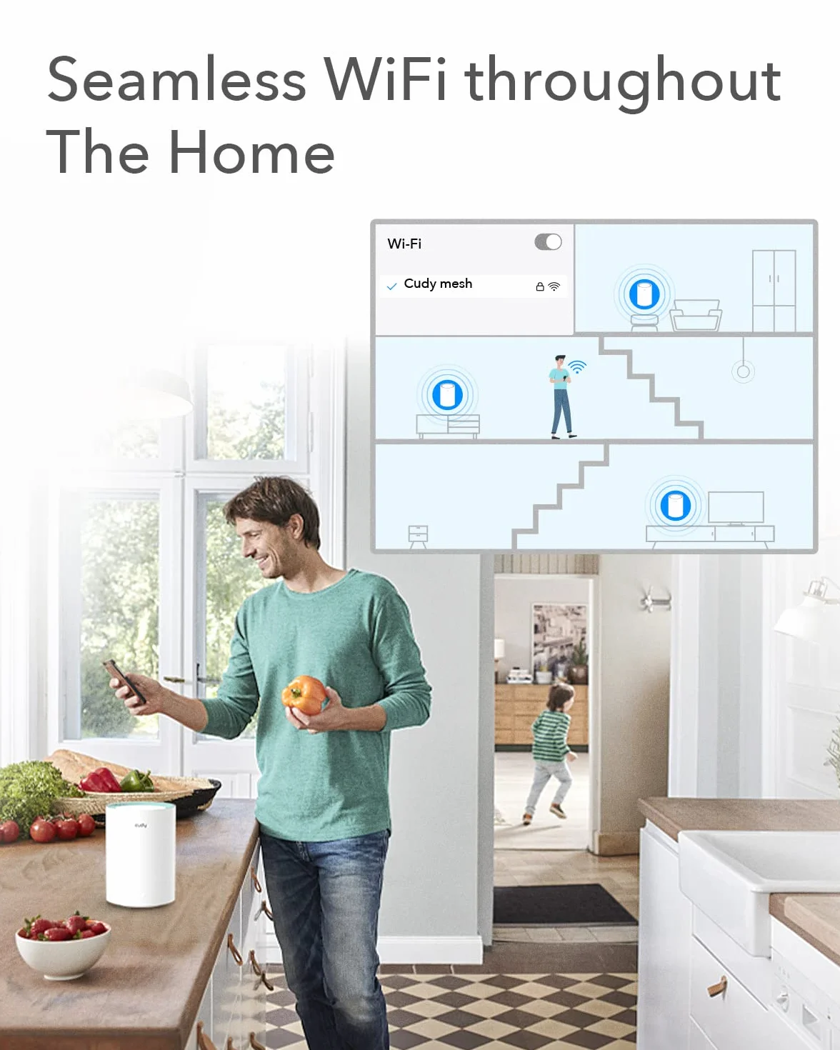 Cudy AC1200 Gigabit Sistema WiFi de Malla Completa, Banda Dual, Extensor WiFi, Puertos Gigabit, Antenas de Alta Ganancia, VPN, Cloudflare, Conecta hasta 100 Dispositivos, M1300 3 Paquete