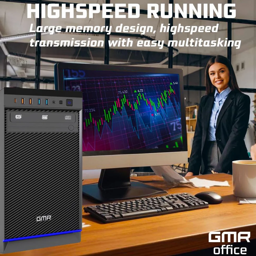 GMR Ultra i5 Office PC - Ordenador de Oficina para Empresas | 3 Años de Garantía | 16 GB de RAM | SSD M.2 de 512 GB | USB 3 | Windows 11 Pro | WiFi-Bluetooth