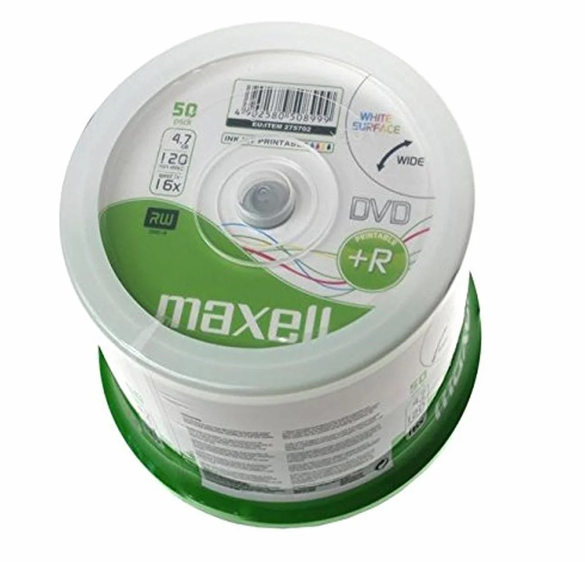 TARRINA 50 DVD +R 4.7GB GRABABLE MAXELLSP50 Printable