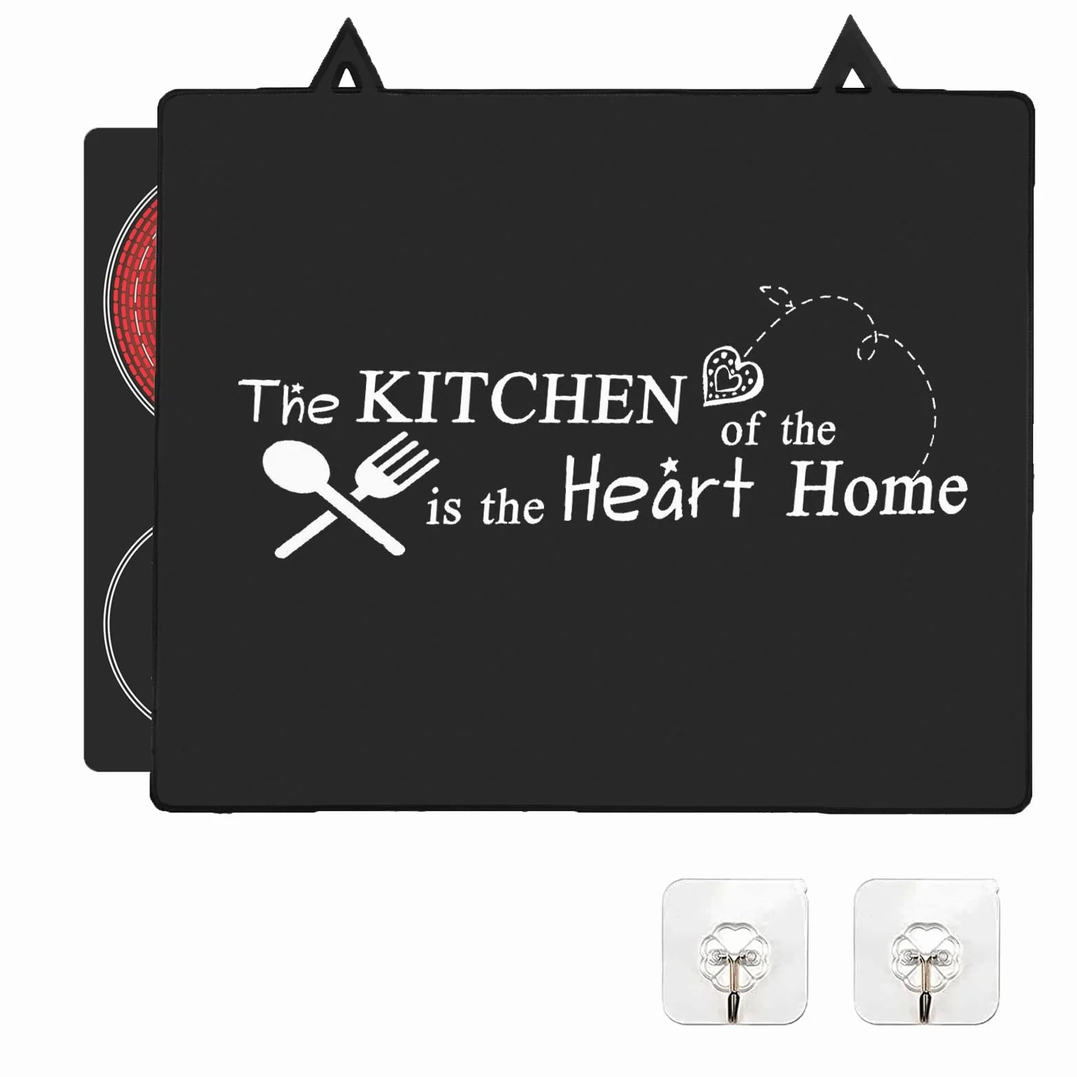 Alfombrilla protectora para placa de inducción, Placa de Cubierta de Cocina,Tapete de Inducción Silicona 62 * 53cm con 2 ganchos, alfombrilla protectora antideslizante para estufas, encimeras (01)