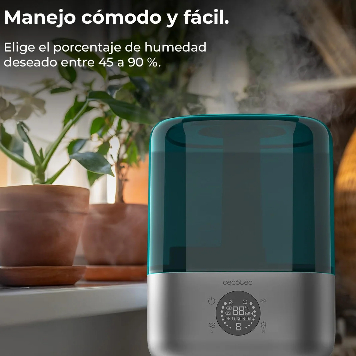 Cecotec Breezecare 2900 Smart Humidificador 25W 300ml/h 4,5L Pantalla Táctil Temporizador