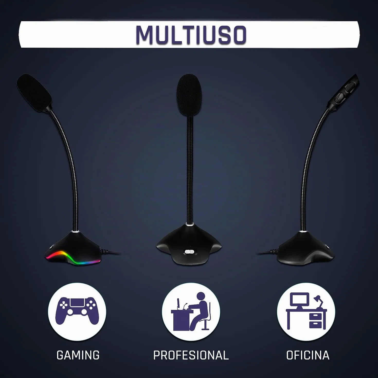 KLIM Rhapsody Micrófono PC RGB - Micrófono USB para PC - Mejor Calidad de Sonido - Grabación y Reconocimiento de Voz, Streaming, Youtube, Podcast - Gaming Windows Mac PS4 PS5