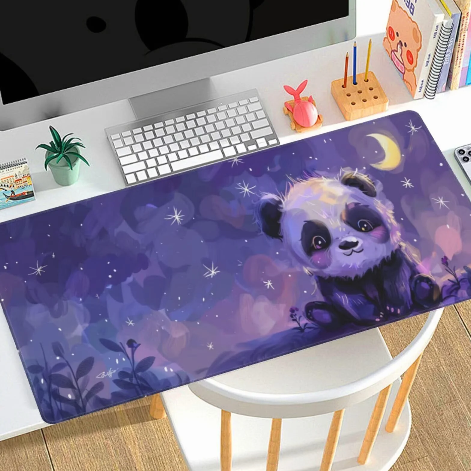 Alfombrilla ratón XXL 1200x600x3mm Lindo Panda Gigante Alfombrilla de ratón Grande para Juegos，Alfombrilla de Mesa de tamaño Grande，Antideslizante Alfombrilla de ratón，Desk Mat para Oficina Decor H51