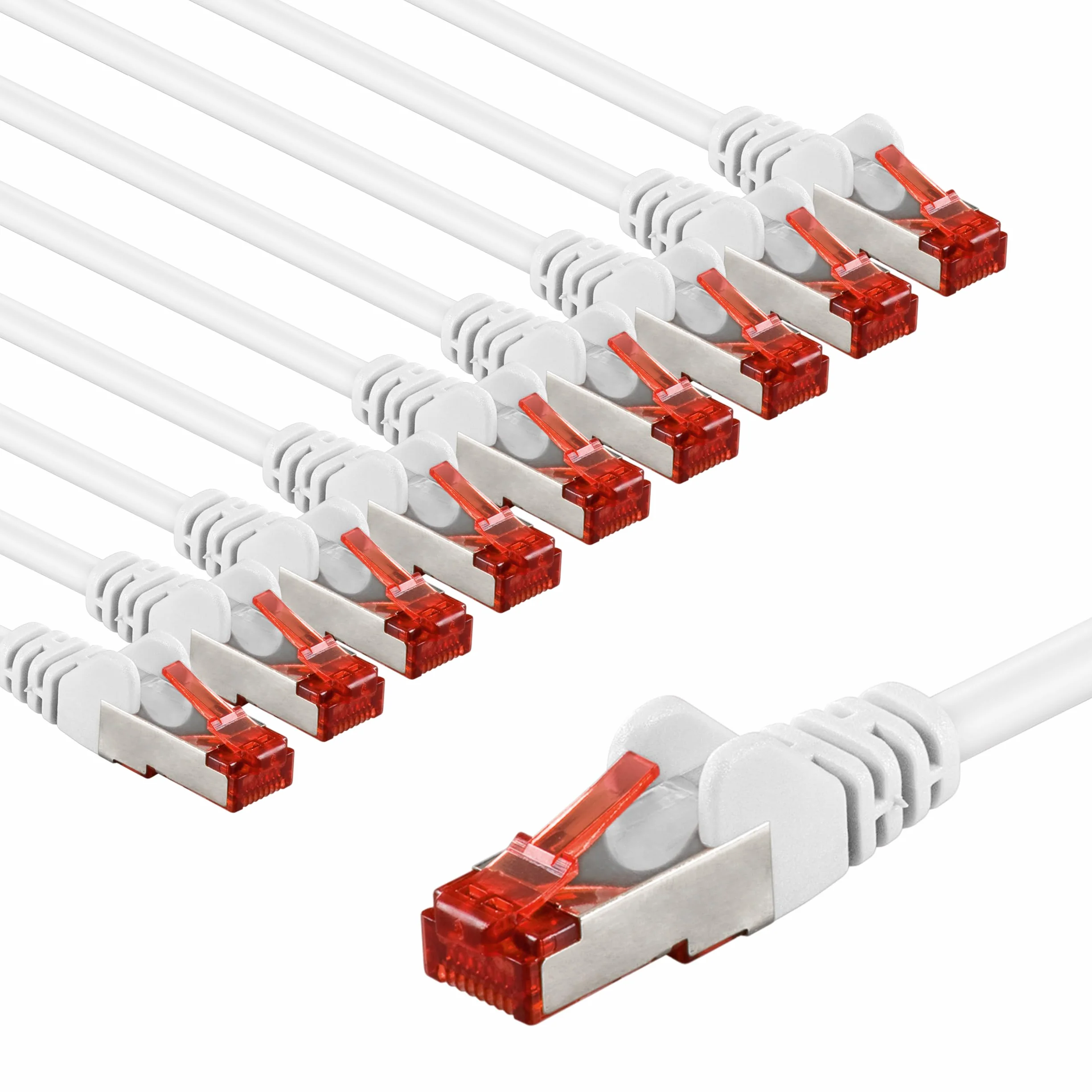 Goobay Cable de red/Cat. 6, 10 unidades, apantallado, S/FTP/CU, cable de Ethernet, PiMF, LSZH/Cat 6, 10 Gbit/s, 10 x 3m, 65988, 3metro, blanco